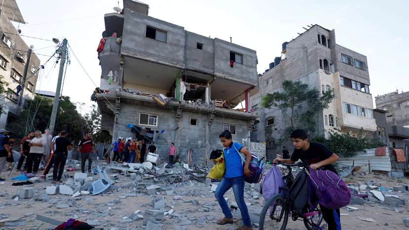 Aftermath of Israeli strikes in Khan Younis