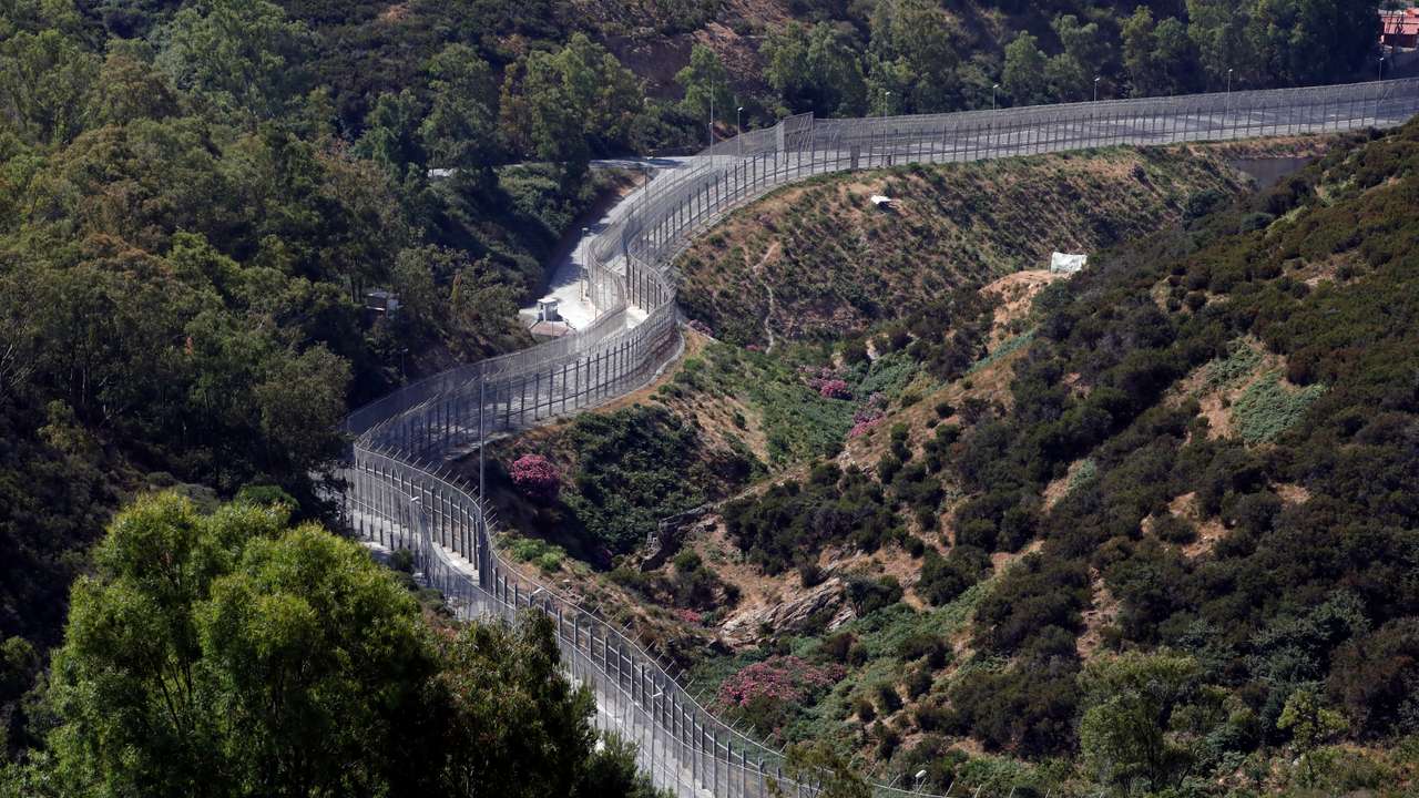 The border fence separating Spain's northern enclave Ceuta and Morocco is seen from Ceuta