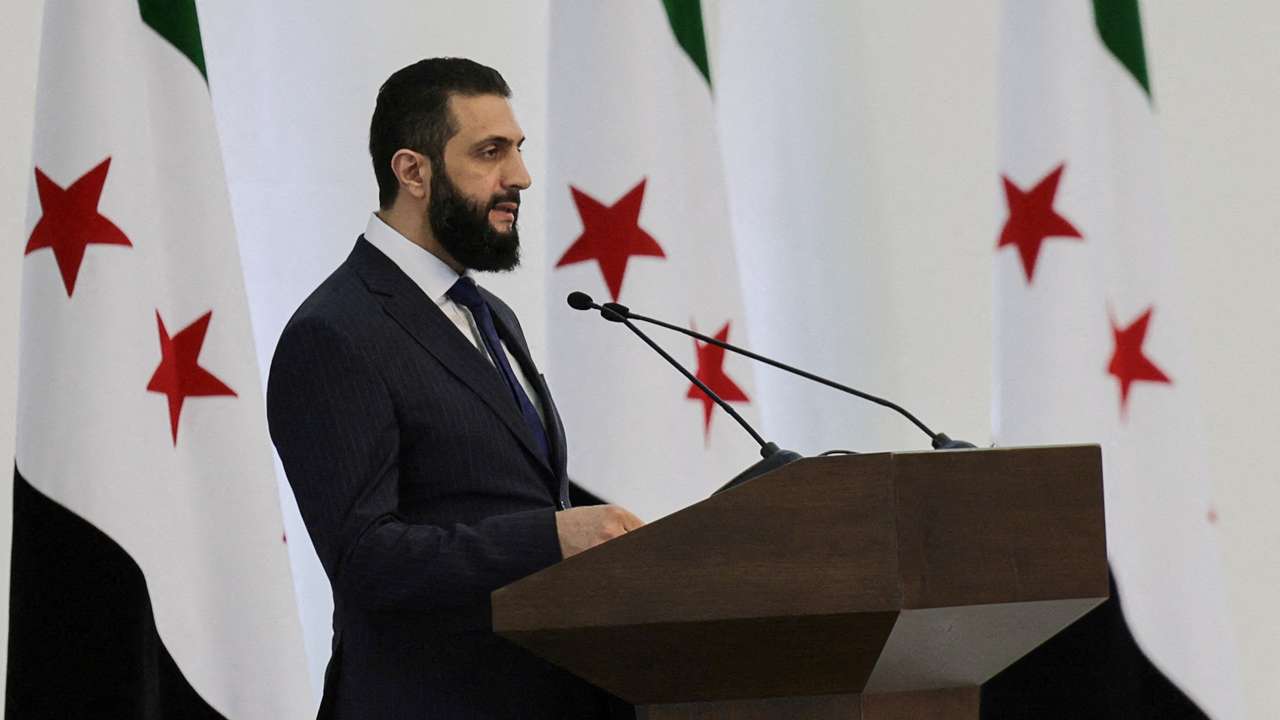 Syria's interim President Ahmed al-Sharaa speaks during a Ministerial formation of the government of the Syrian Arab Republic, in Damascus