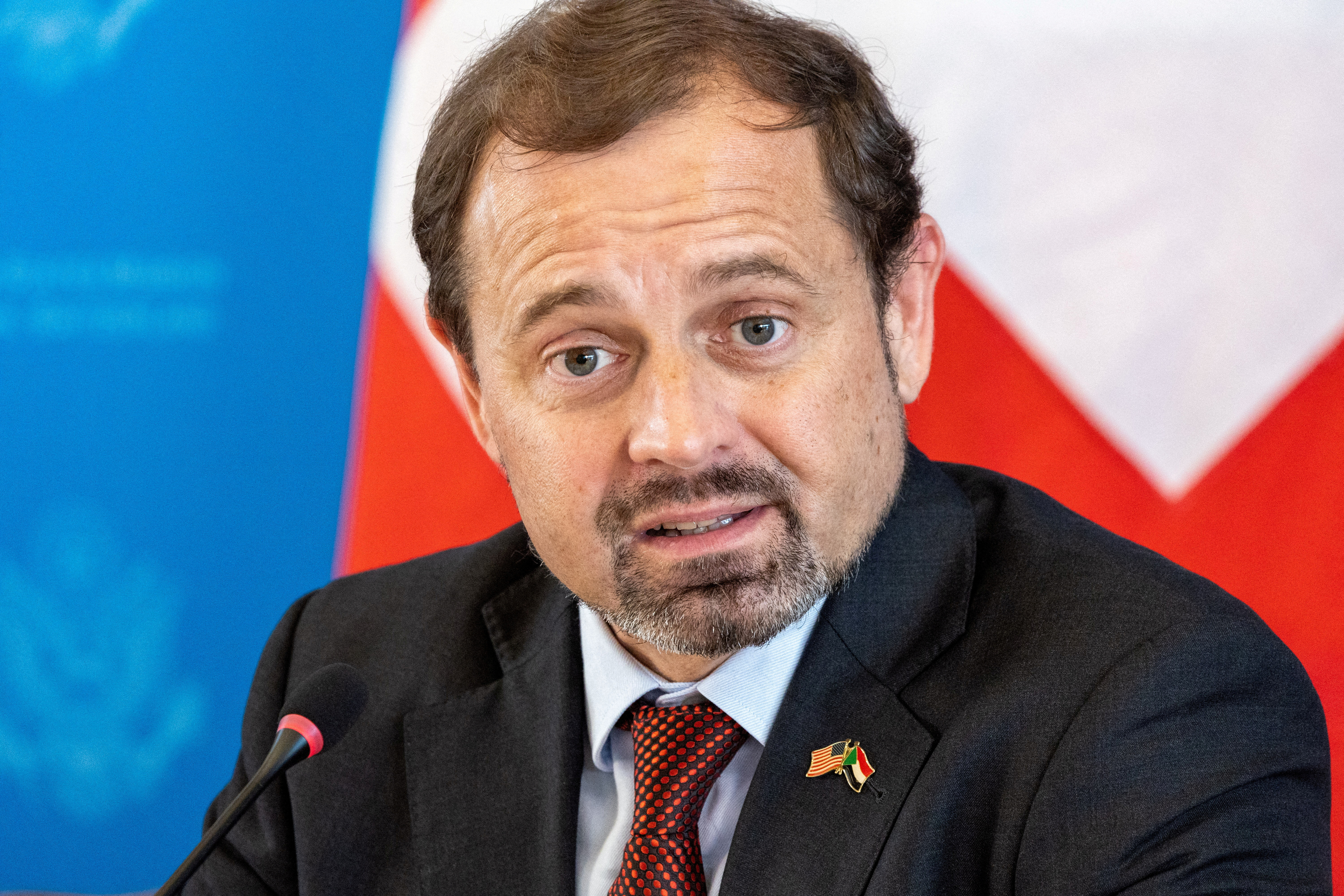 FILE PHOTO: U.S. Envoy for Sudan, Tom Perriello attends a press briefing on sidelines of Sudan peace talks at the U.S. Mission in Geneva