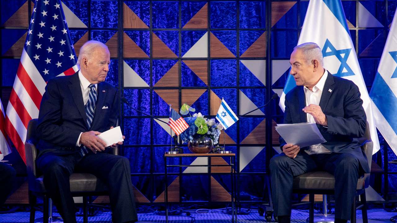 FILE PHOTO: U.S. President Joe Biden meets Israeli Prime Minister Benjamin Netanyahu in Tel Aviv