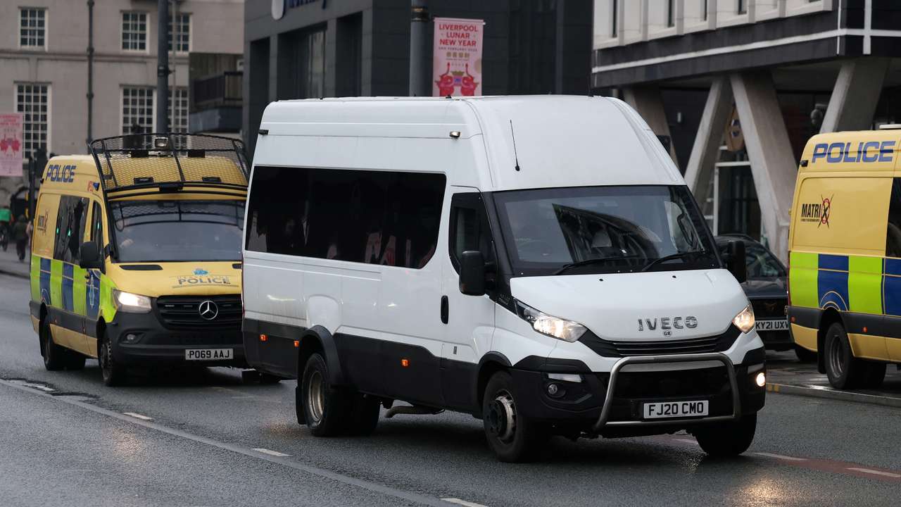 Prison van believed to contain suspect Rudakubana, arrives under escort at Liverpool Crown Court