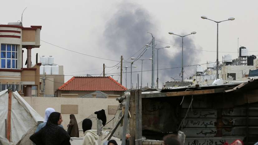 Smoke rises following Israeli strikes during an Israeli military operation in Rafah