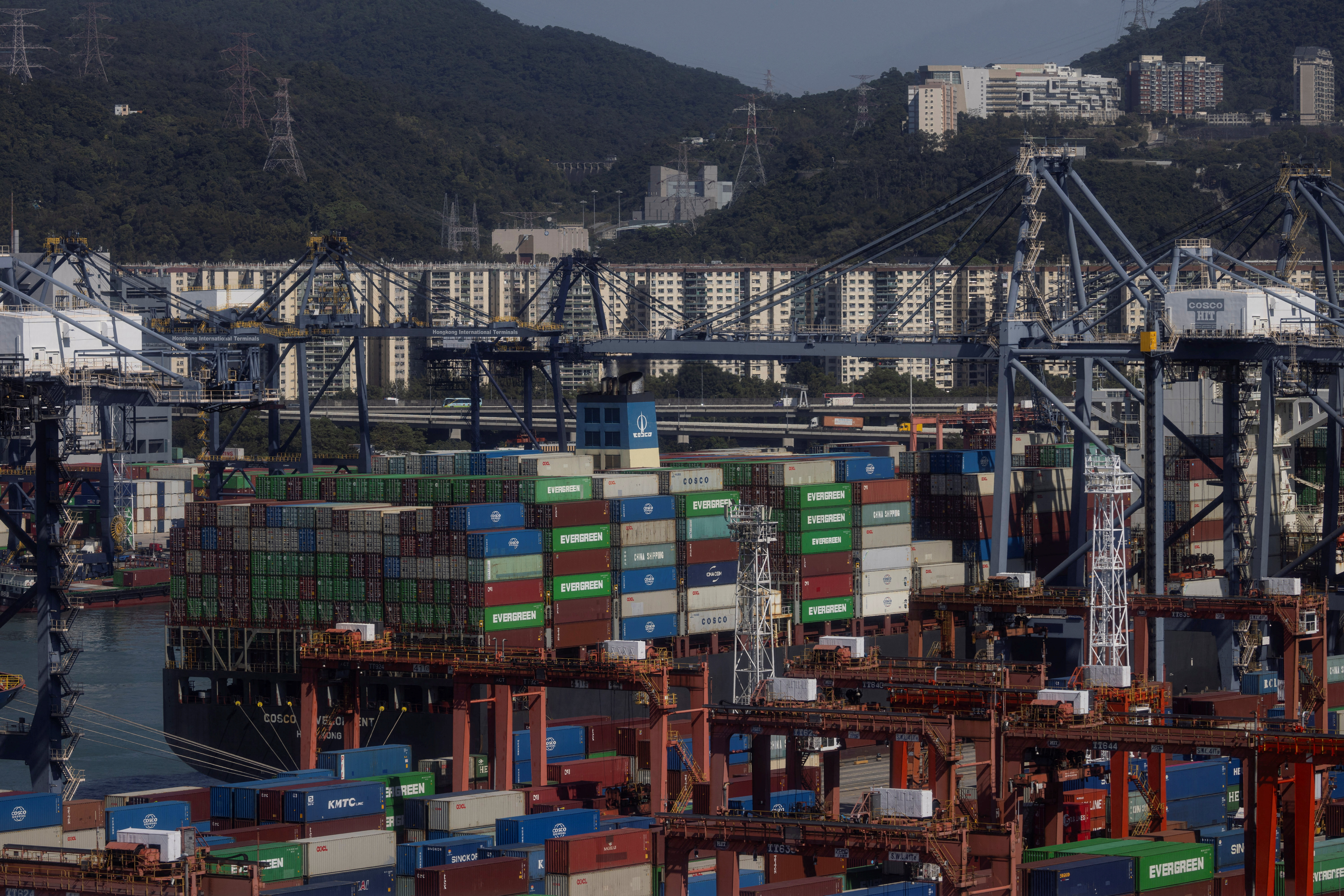 A general view of the container terminals at Kwai Chung district in Hong Kong