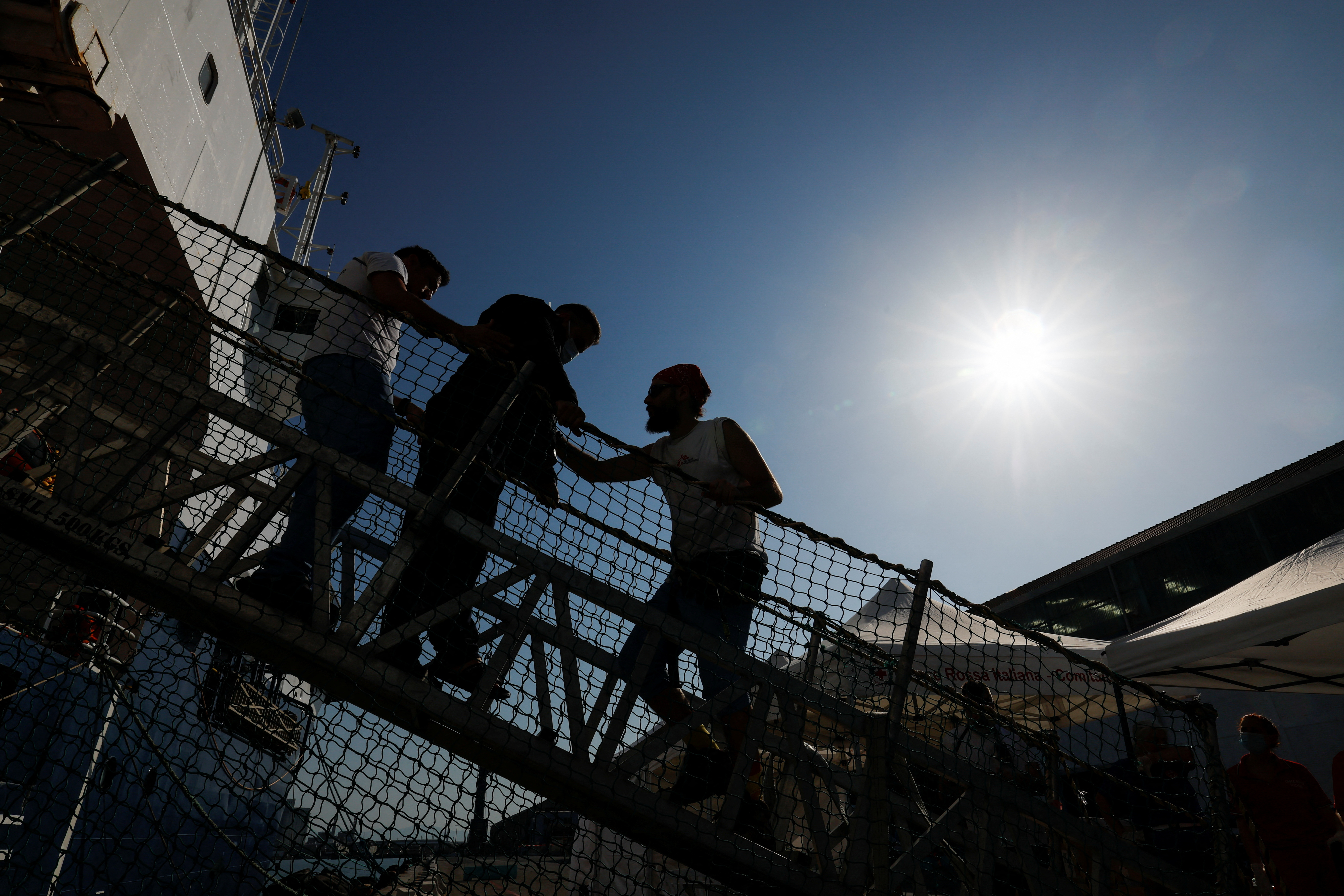 MSF migrant rescue ship Geo Barents arrives in Livorno port with migrants