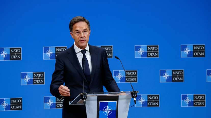 NATO Secretary General Mark Rutte attends a press conference at the Alliance's headquarters in Brussels