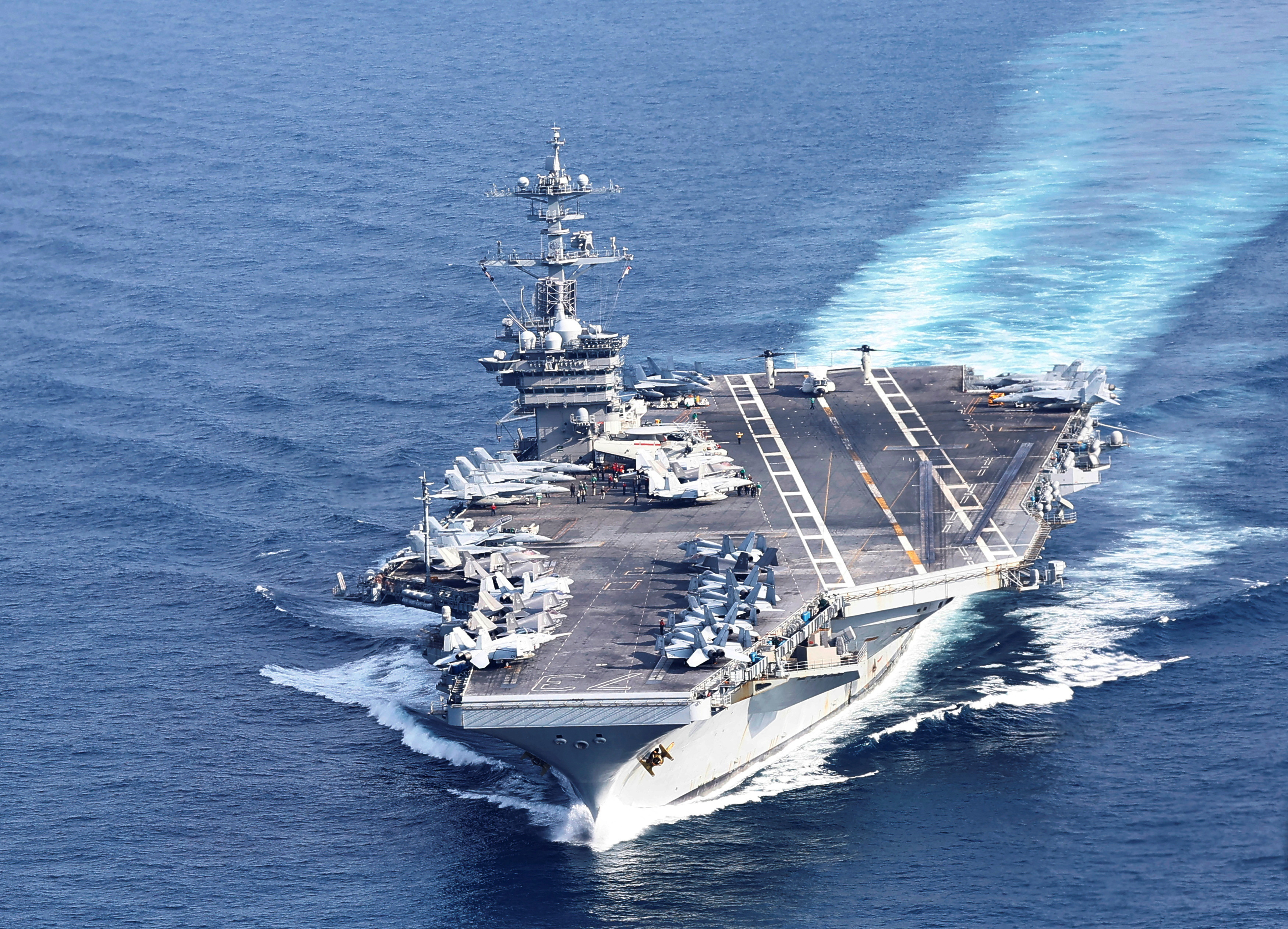 U.S. Navy aircraft carrier USS George Washington is pictured during Freedom Edge trilateral exercise among United States, Japan and South Korea in the East China Sea, south of the Korean peninsula and west of Japan's main islands