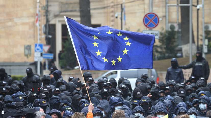 FILE PHOTO: Protest against a bill on "foreign agents" in Tbilisi