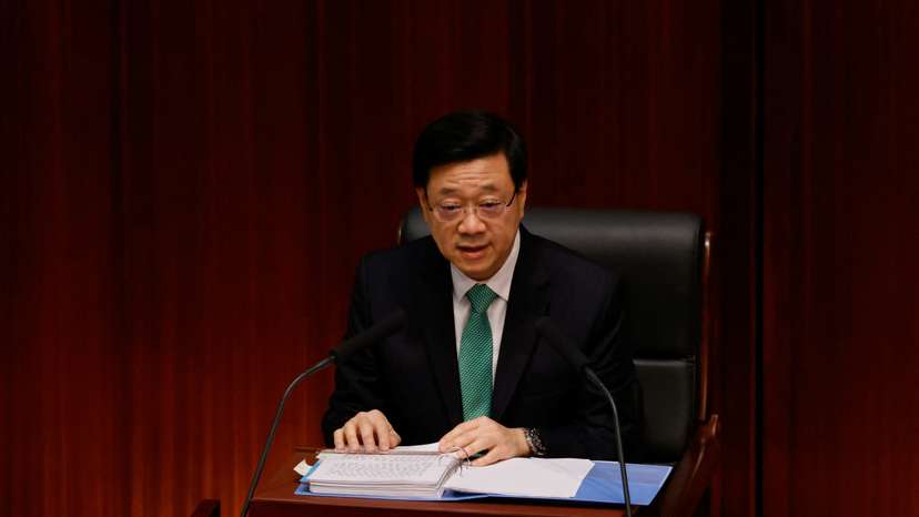 Hong Kong Chief Executive John Lee delivers his annual policy address at the Legislative Council in Hong Kong