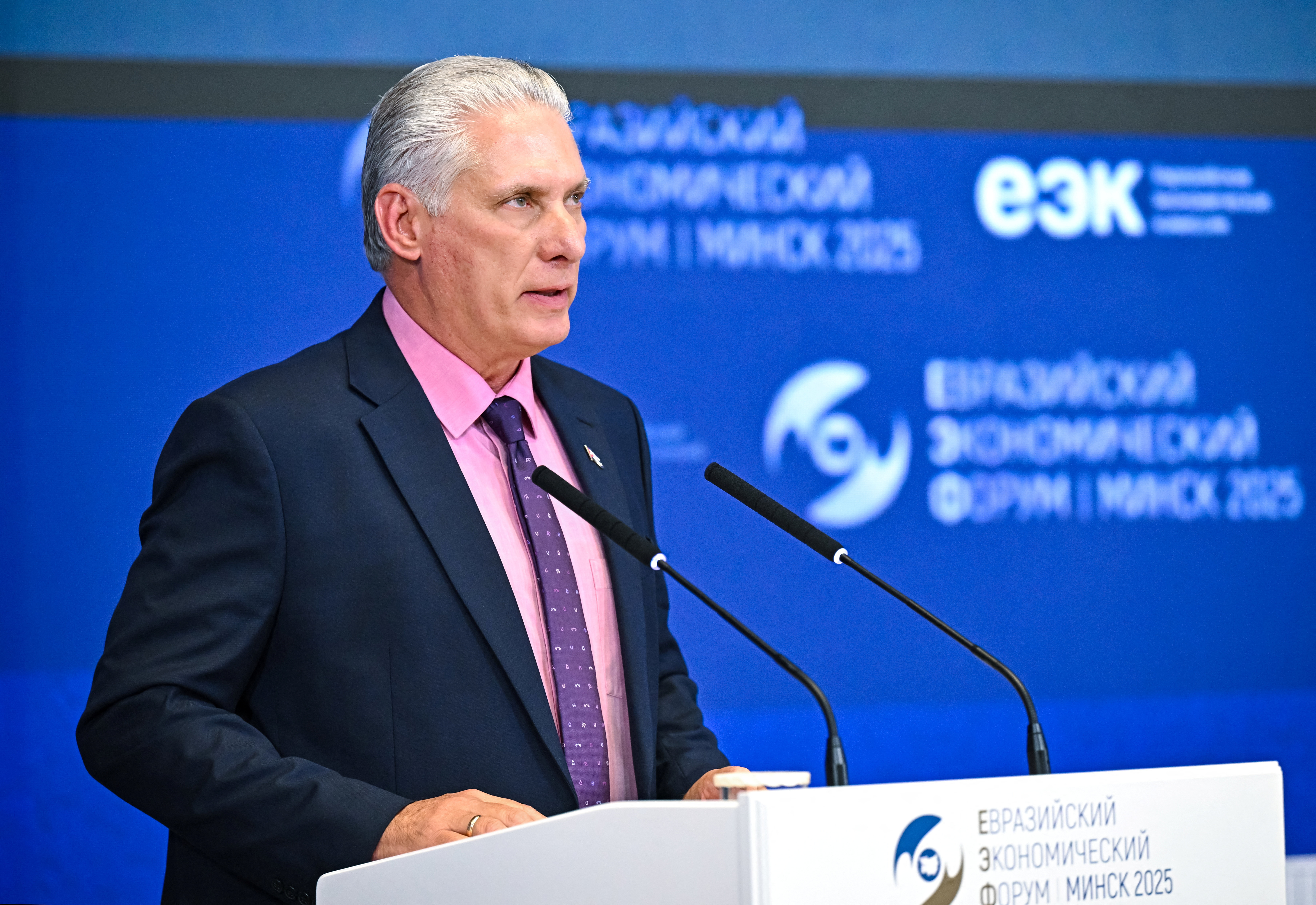 Cuban President Miguel Diaz-Canel attends the Eurasian Economic Forum in Minsk