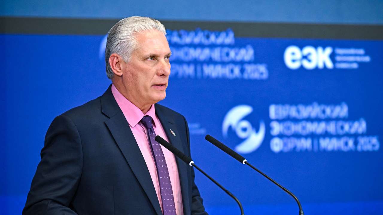 Cuban President Miguel Diaz-Canel attends the Eurasian Economic Forum in Minsk