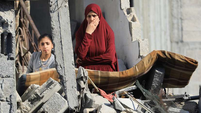 Aftermath of an Israeli strike on a house in Jabalia, in the northern Gaza Strip