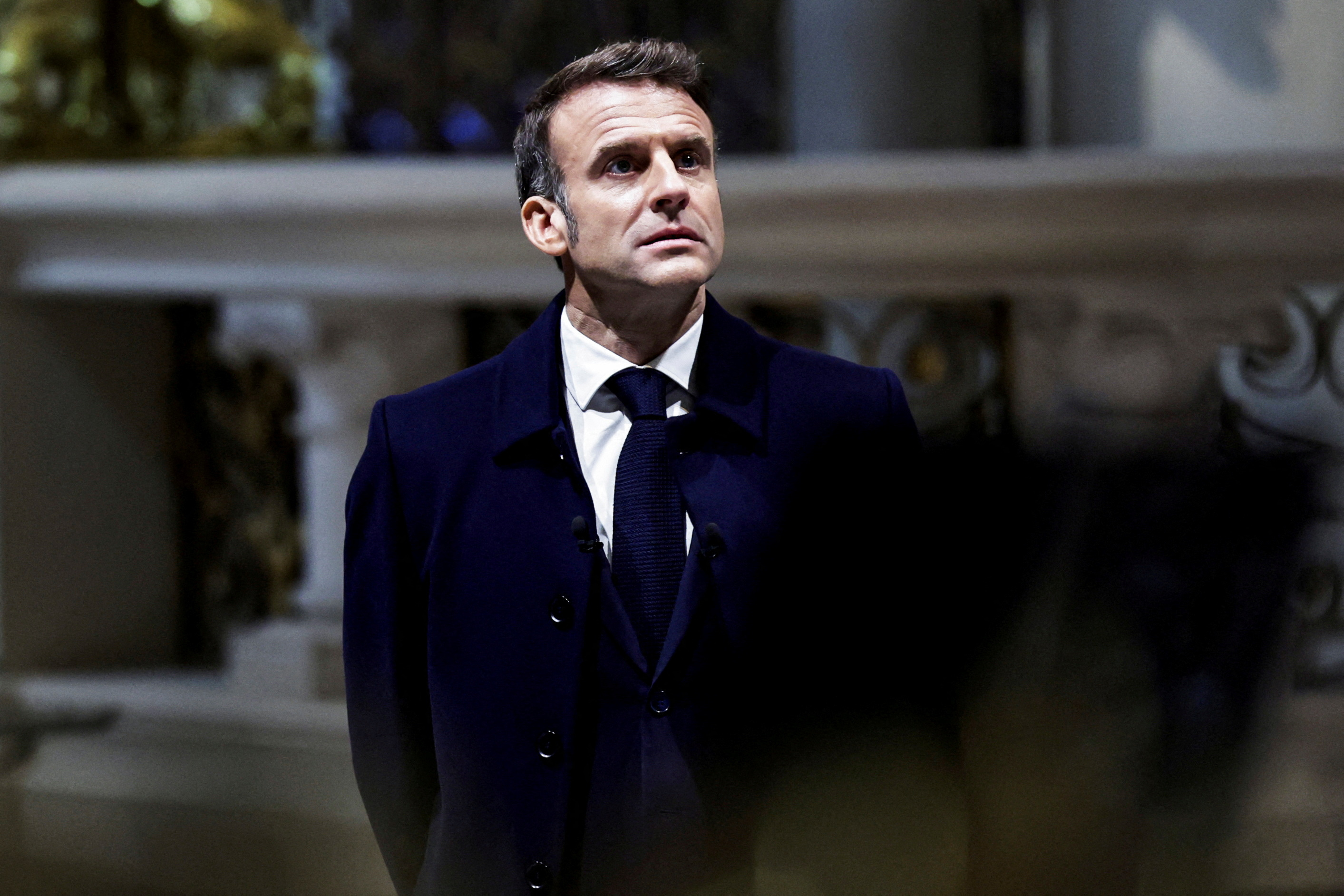 FILE PHOTO: French President Macron visits the Notre Dame Cathedral, in Paris