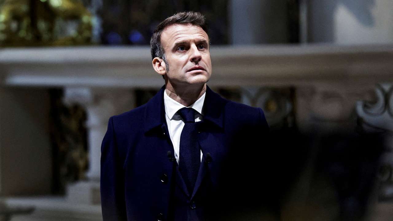 FILE PHOTO: French President Macron visits the Notre Dame Cathedral, in Paris
