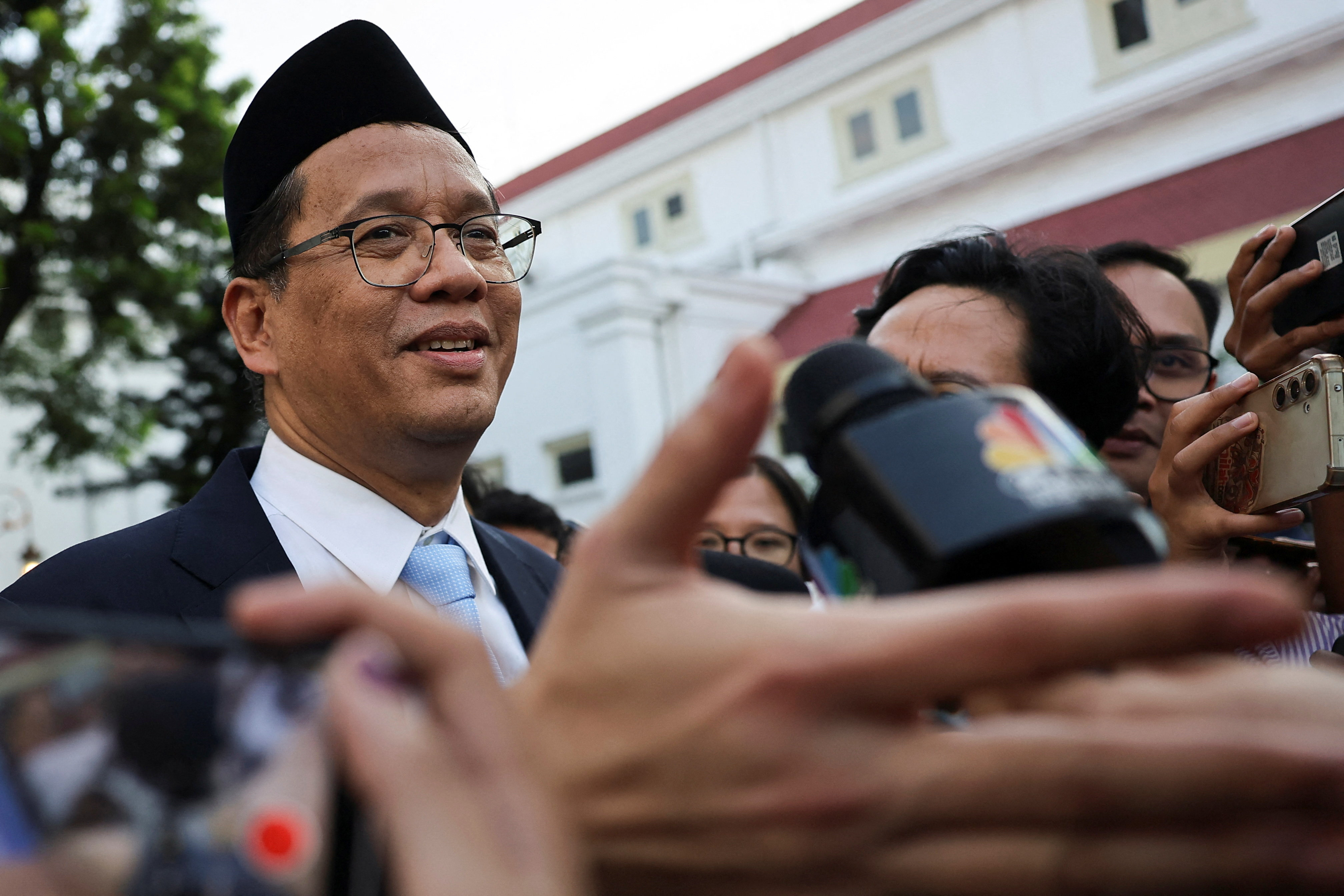Indonesia's newly appointed Finance Minister Purbaya Yudhi Sadewa speaks to journalists, in Jakarta