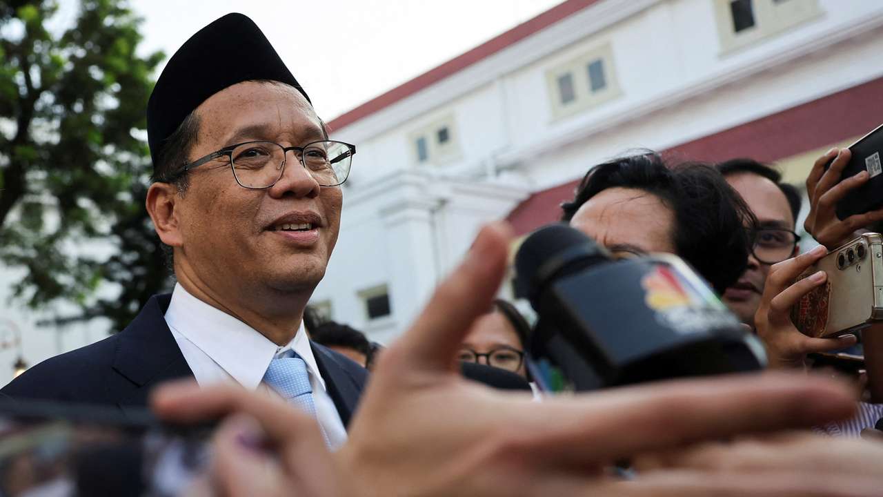 Indonesia's newly appointed Finance Minister Purbaya Yudhi Sadewa speaks to journalists, in Jakarta