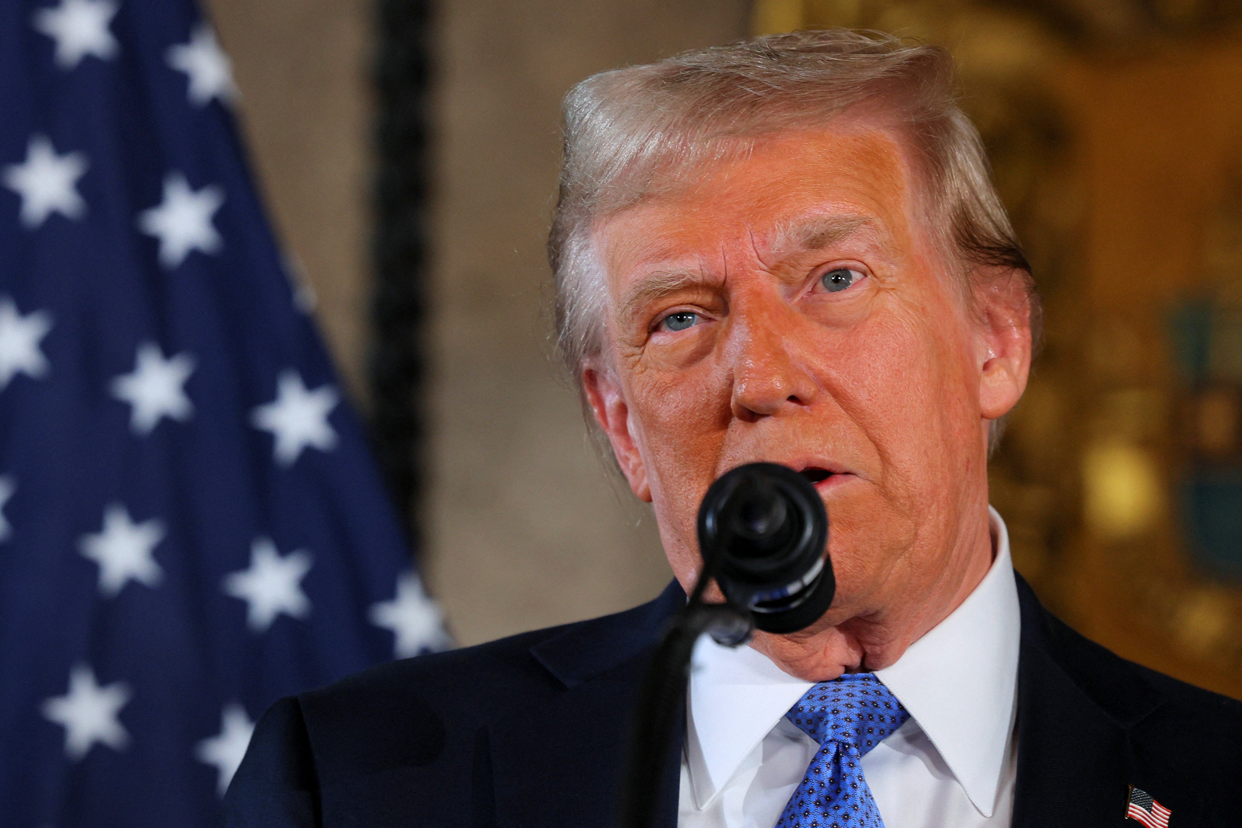 U.S. President-elect Donald Trump delivers remarks at Mar-a-Lago in Palm Beach