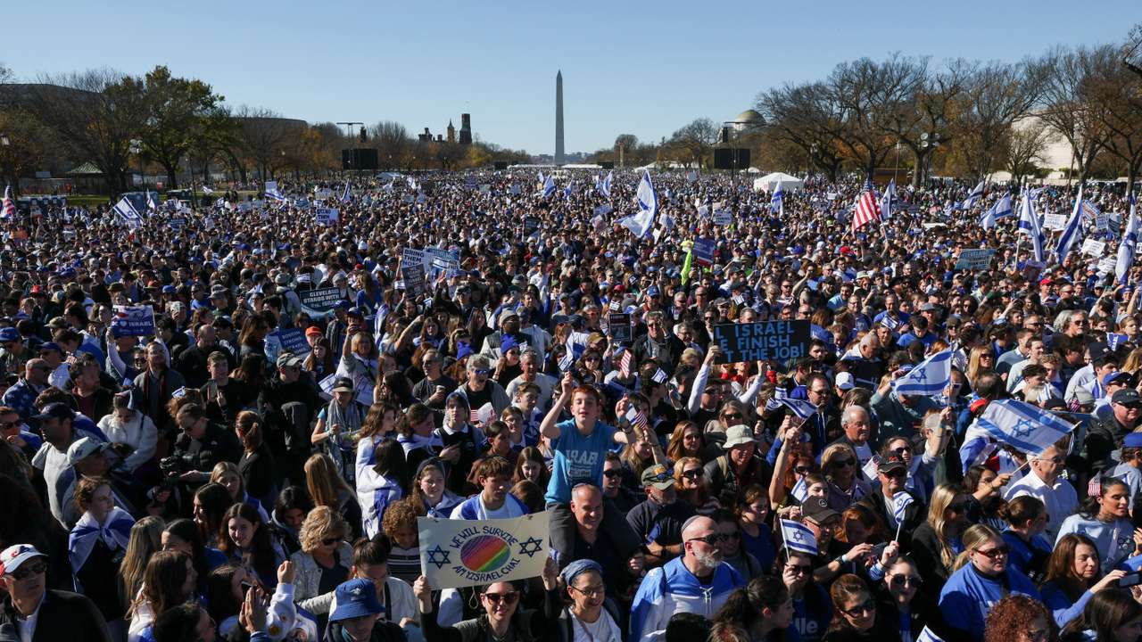 Israeli Americans and supporters of Israel gather in solidarity with Israel and protest against antisemitism, in Washington