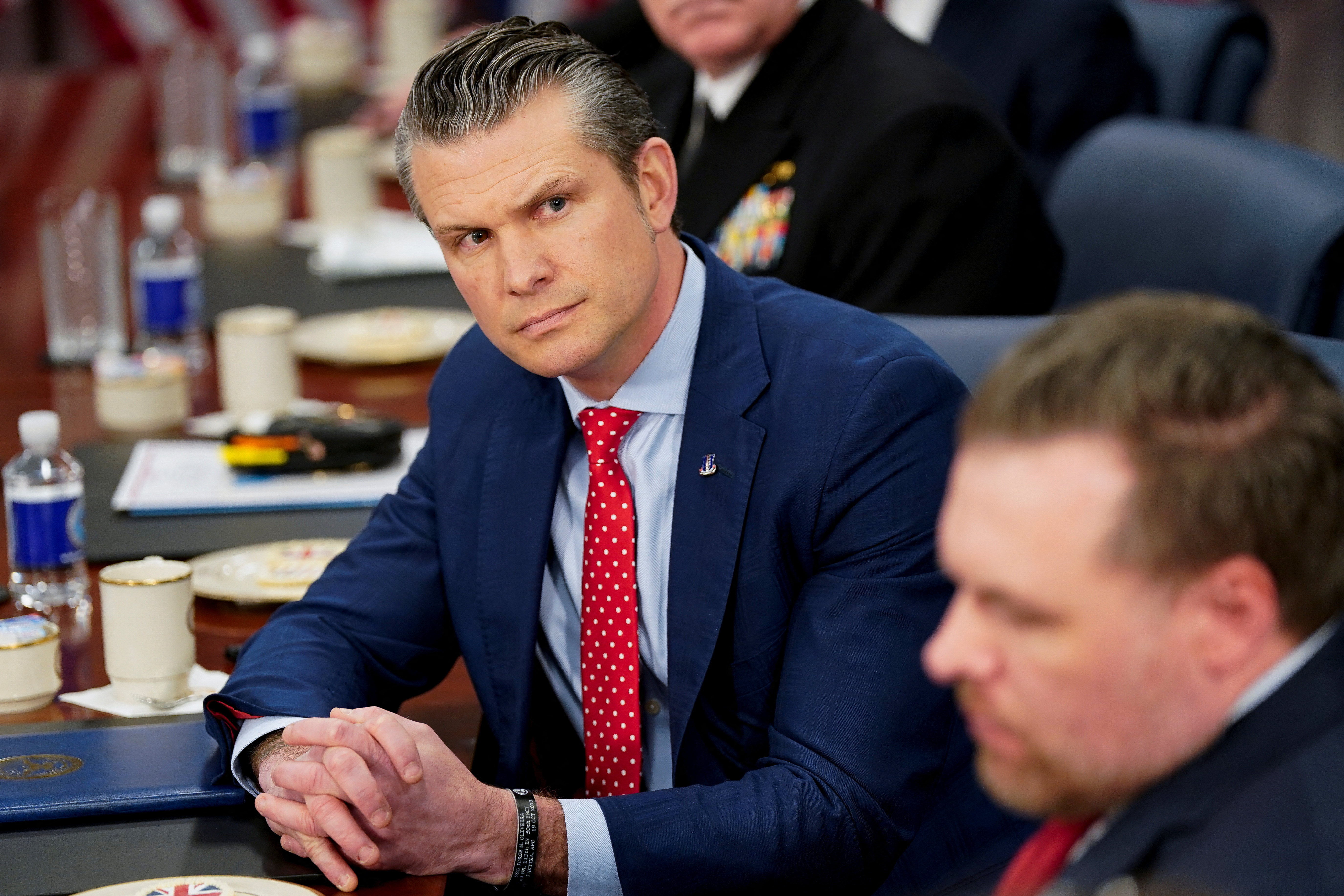 U.S. Secretary of Defense Hegseth meets Britain's Defence Secretary Healey at the Pentagon in Washington, D.C.