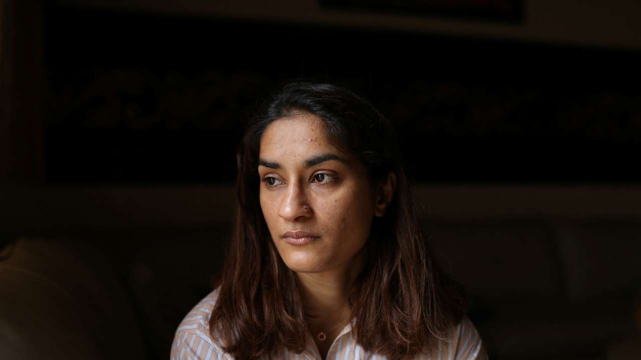 Indian wrestler Vinesh Phogat poses for a picture after an interview with Reuters at her residence in Sonipat in the northern state of Haryana