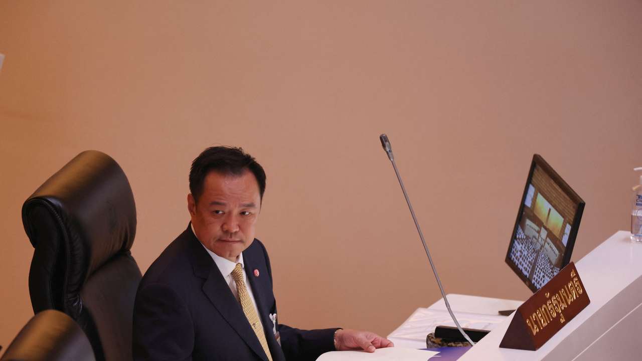Thai PM Anutin announces his government's policies to the parliament, in Bangkok