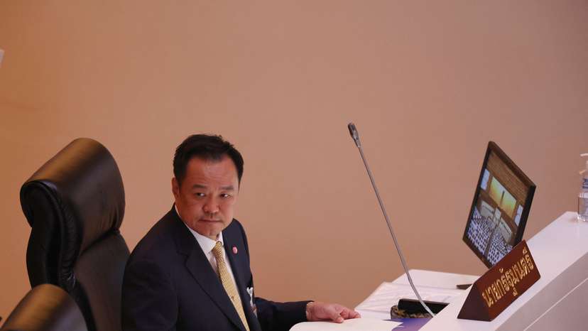 Thai PM Anutin announces his government's policies to the parliament, in Bangkok