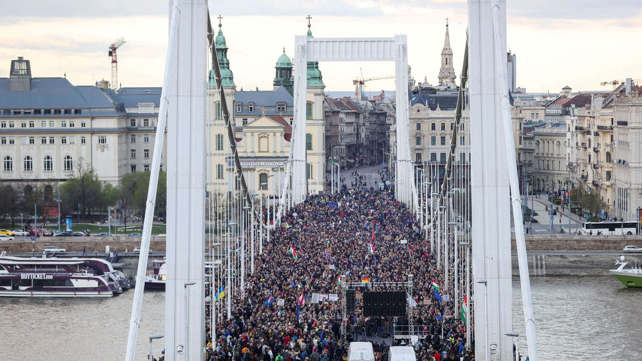 FILE PHOTO: Demonstration against banning of the annual Pride march and curbing the rights of assembly, in Budapest