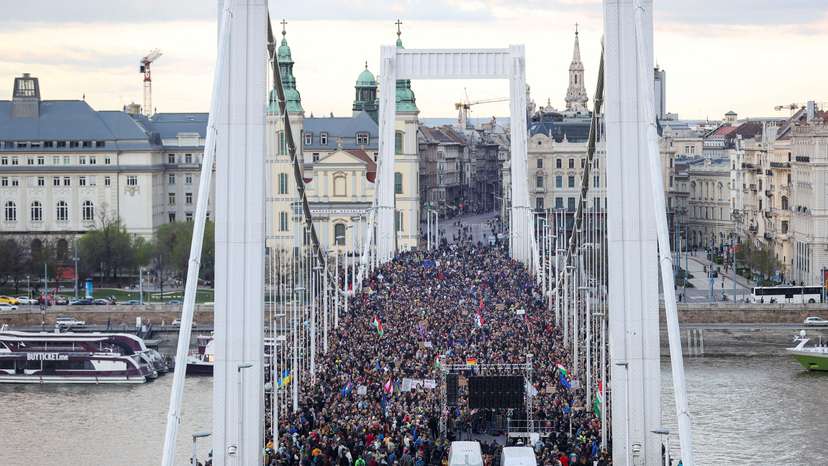 FILE PHOTO: Demonstration against banning of the annual Pride march and curbing the rights of assembly, in Budapest