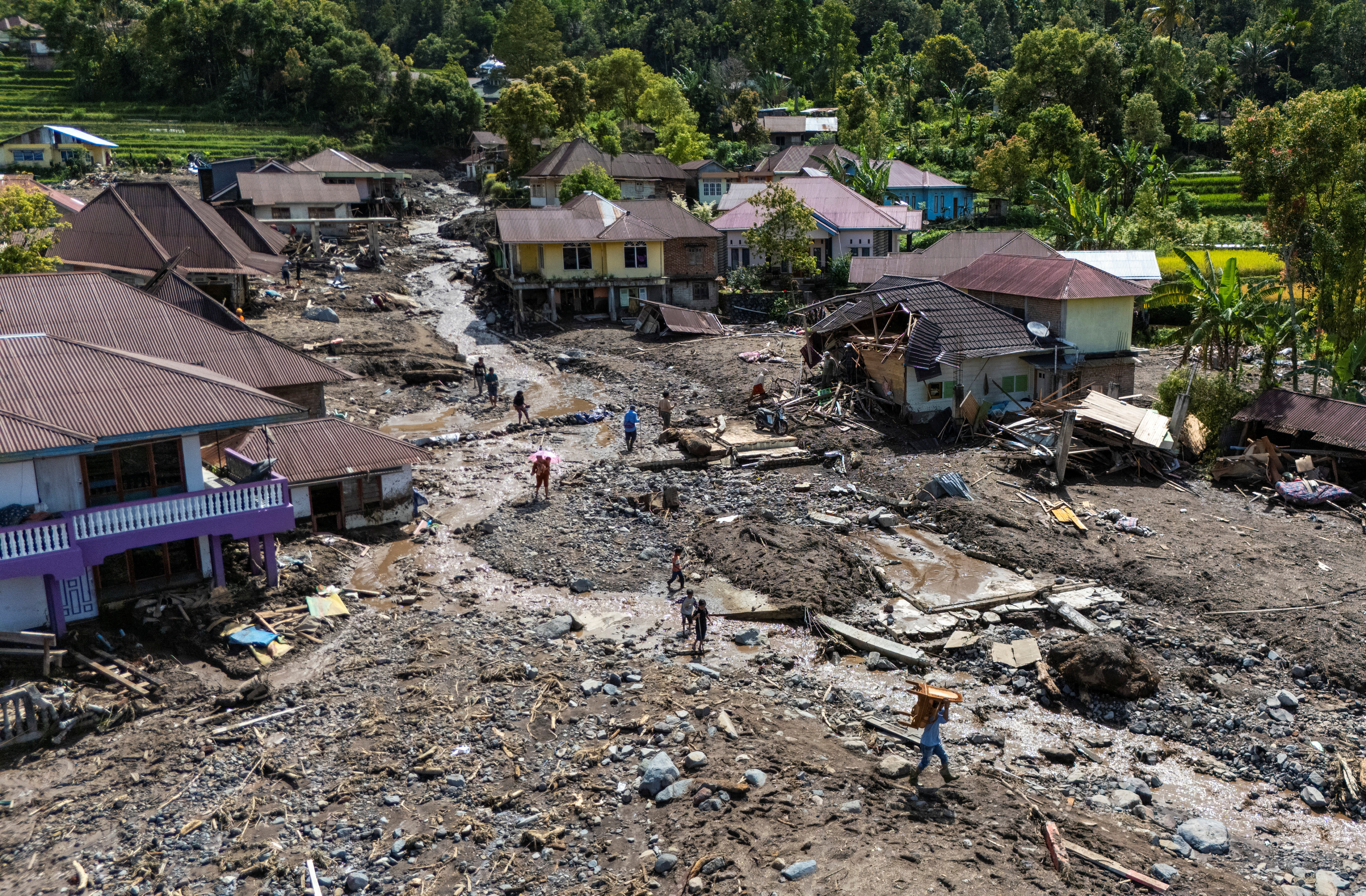 Aftermath of a deadly landslide in Malalak, Agam Regency
