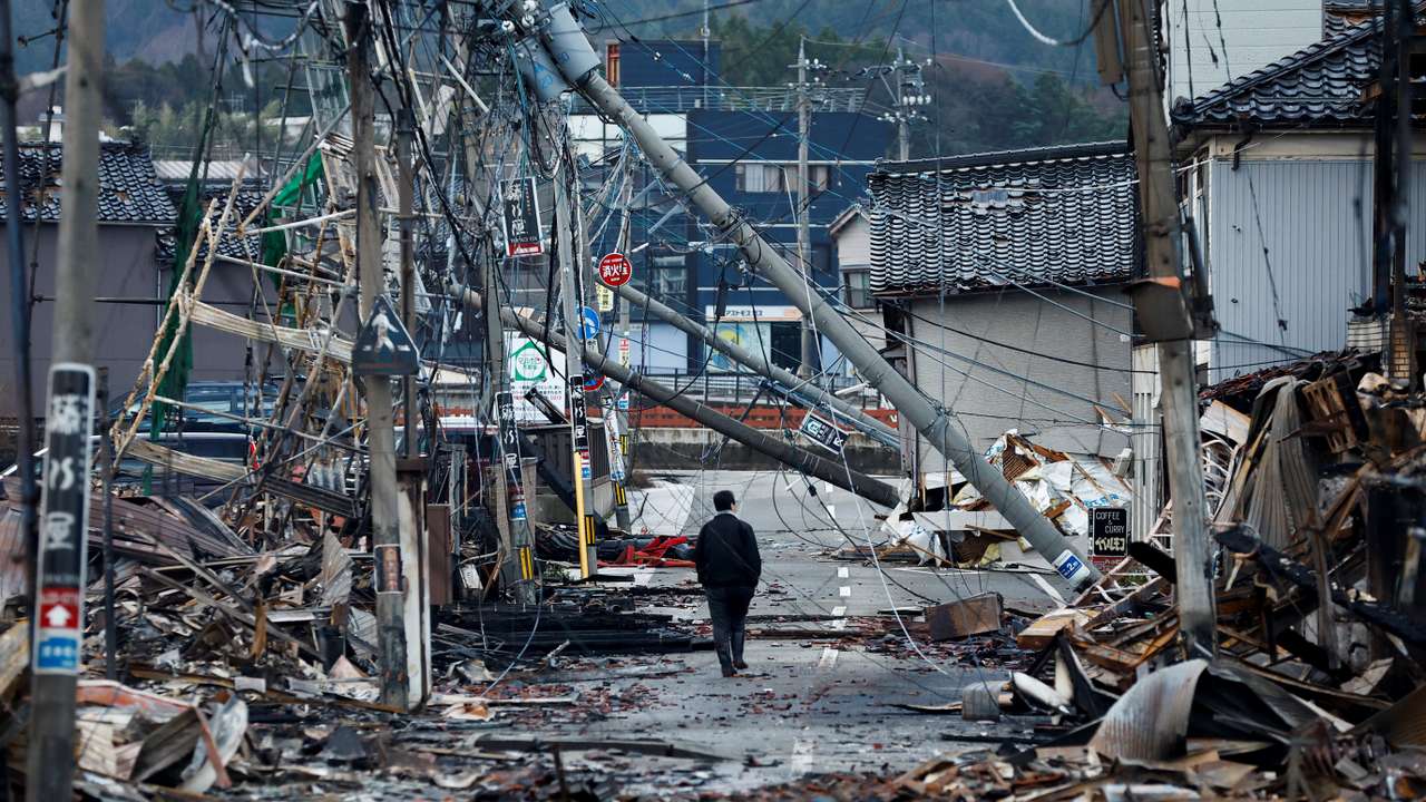 Aftermath of an earthquake, in Wajima