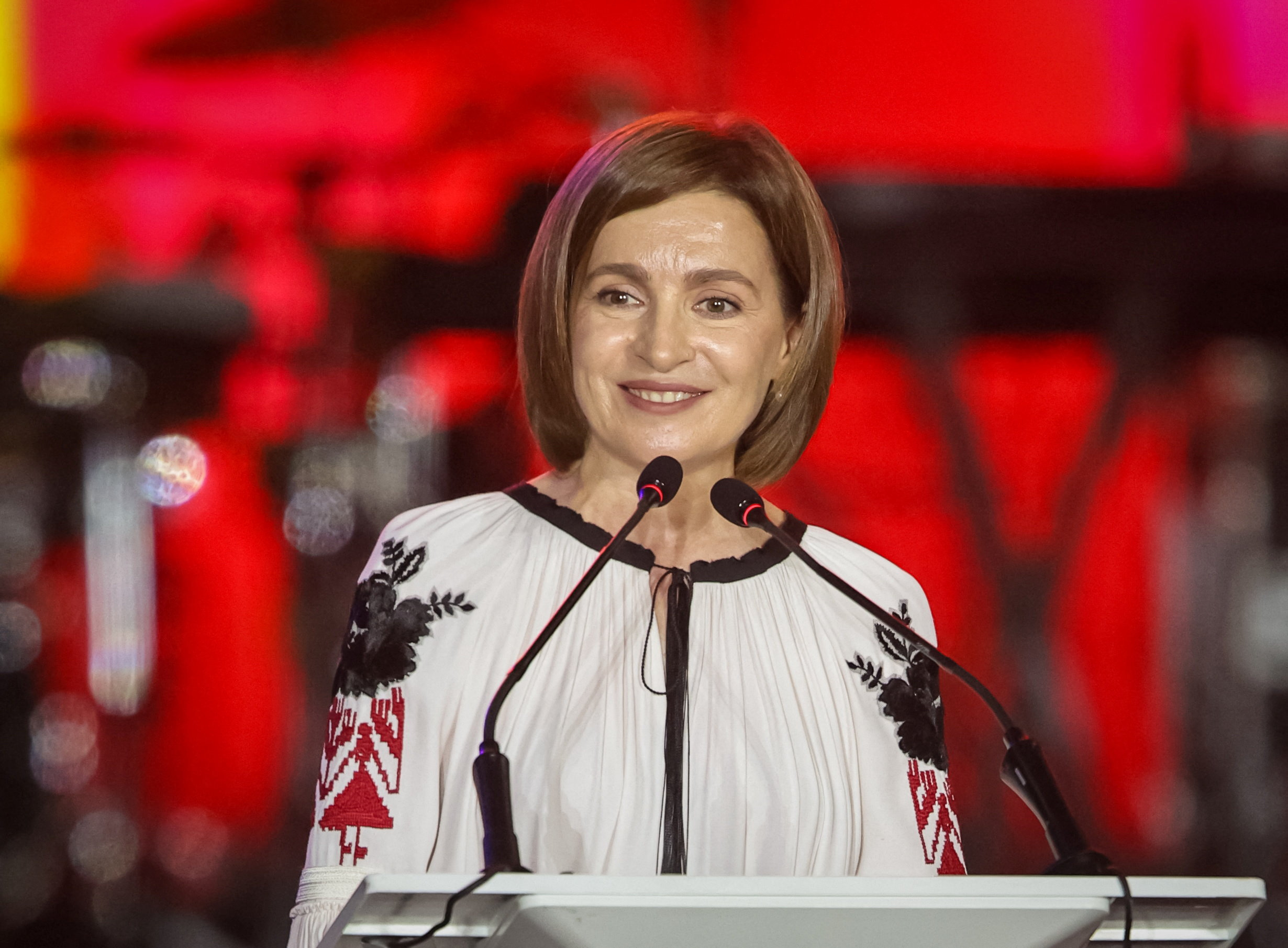 Moldovan President Maia Sandu attends a concert marking country’s Independence Day in Chisinau