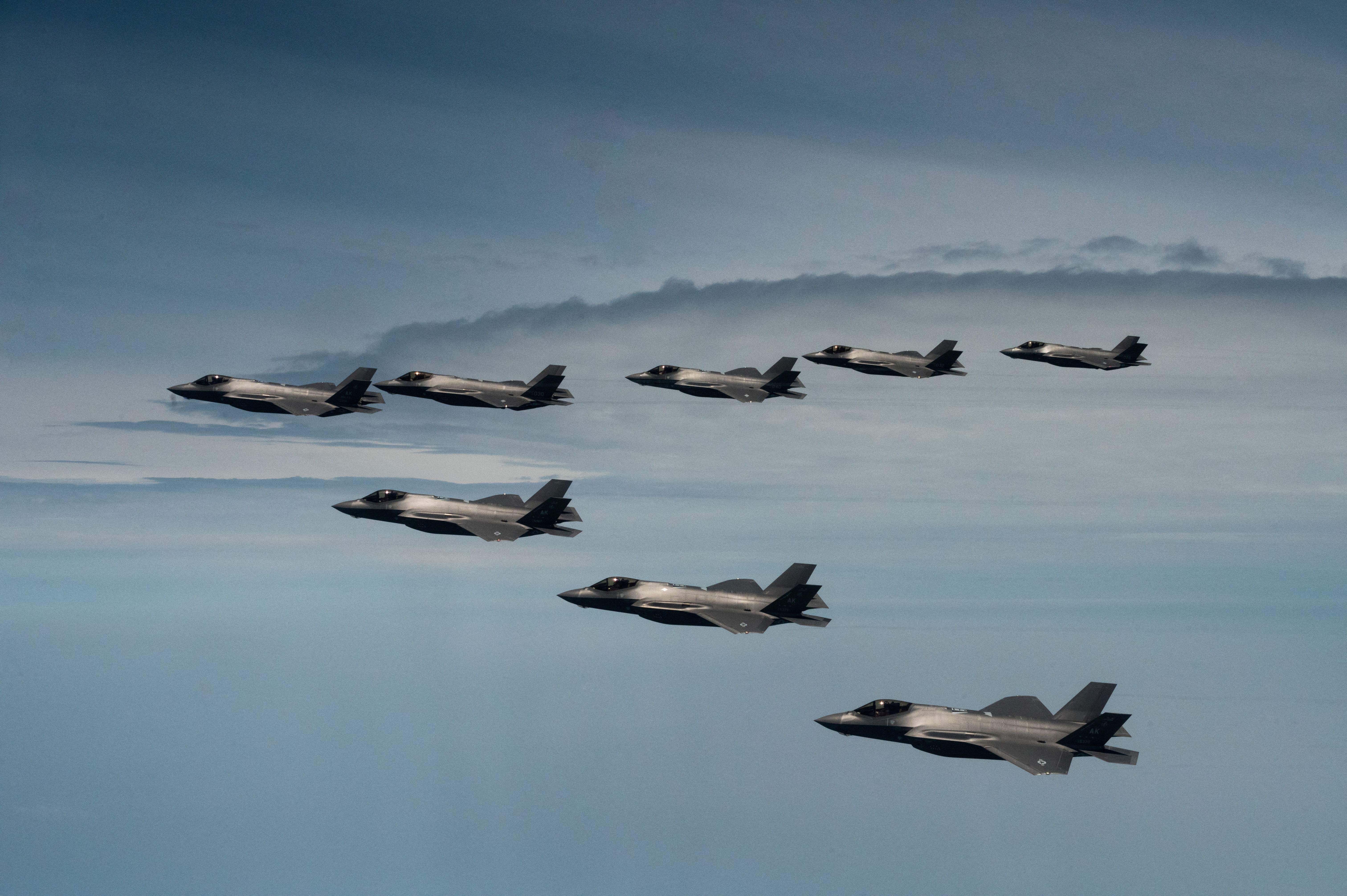 FILE PHOTO: U.S. Air Force F-35 Lightning IIs fly side by side with Republic of Korea Air Force F-35s