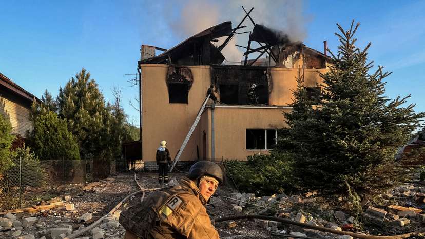 Aftermath of a Russian missile strike in Kharkiv
