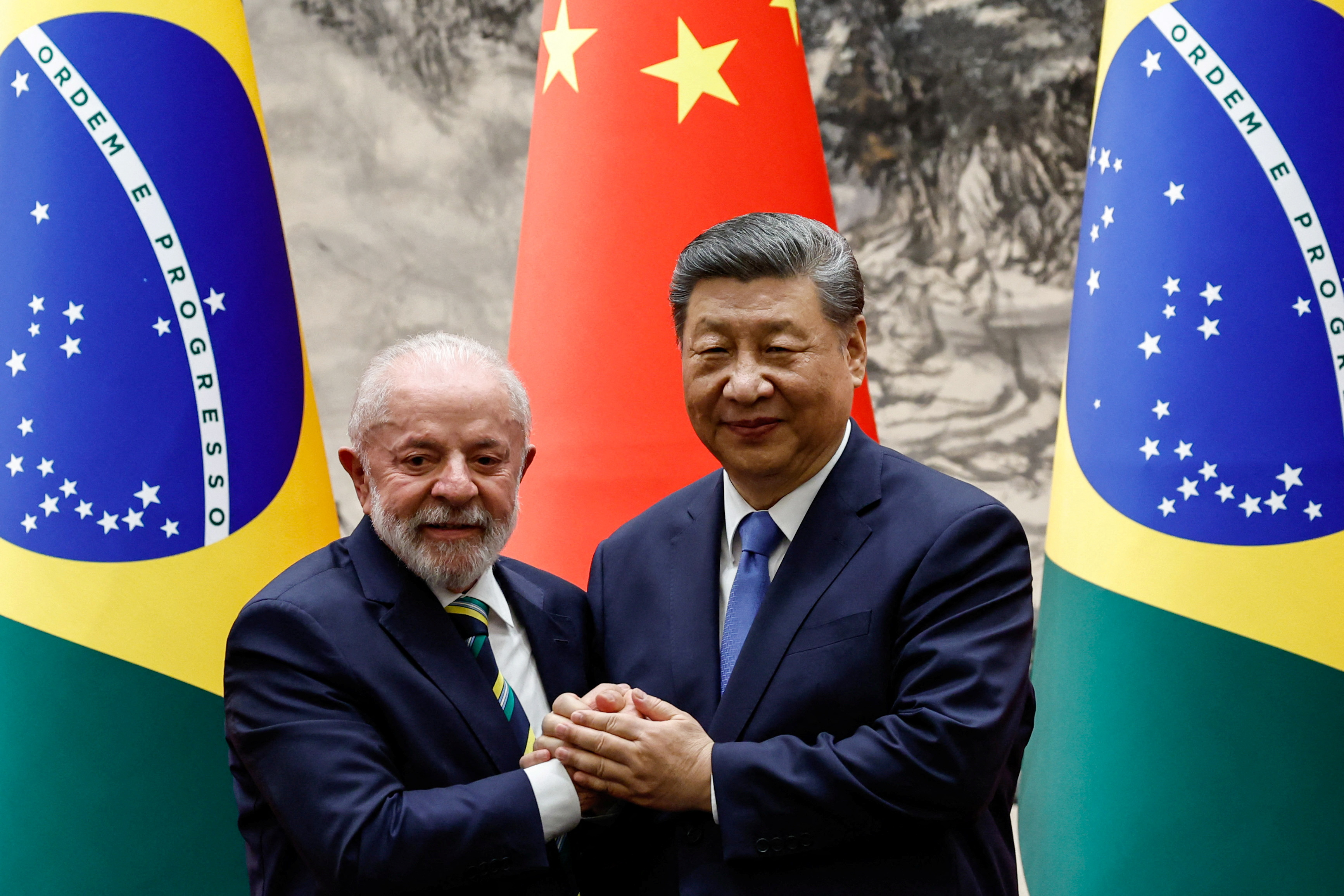 Chinese President Xi Jinping meets Brazil's President Luiz Inacio Lula da Silva in Beijing
