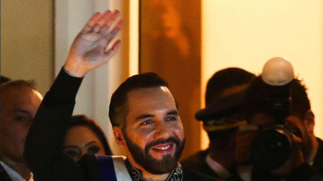 FILE PHOTO: El Salvador's President Nayib Bukele leaves after delivering a speech to mark the first year of his second term in office, in San Salvador