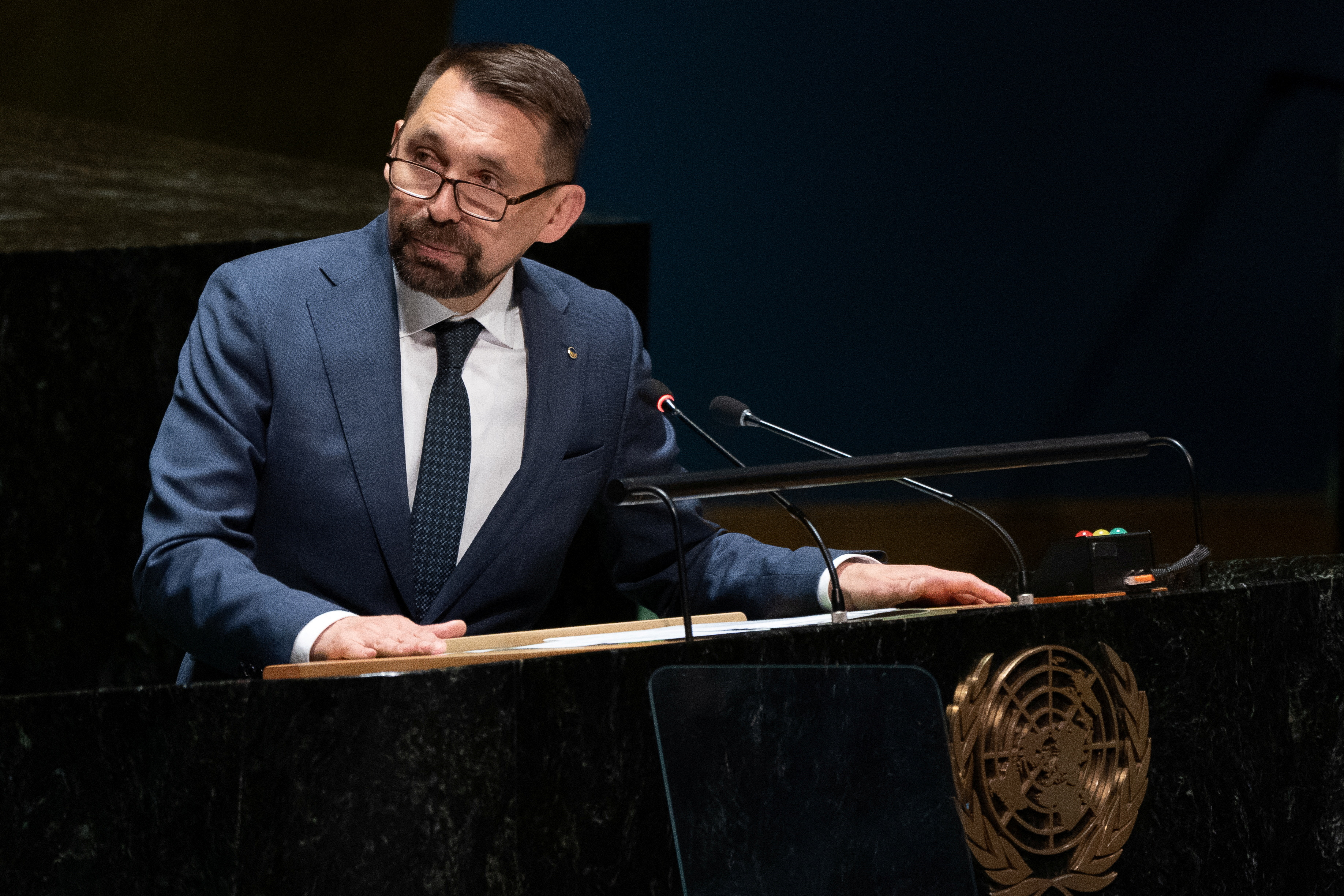 Ukraine's Deputy Minister for Foreign Affairs Mykola Tochytskyi Addresses the United Nations General Assembly During the Nuclear Non-Proliferation Treaty Review Conference in New York