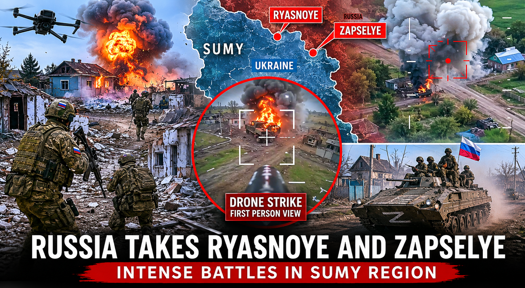 Explosive footage shows Russian troops taking control of Ryasnoye, Zapselye