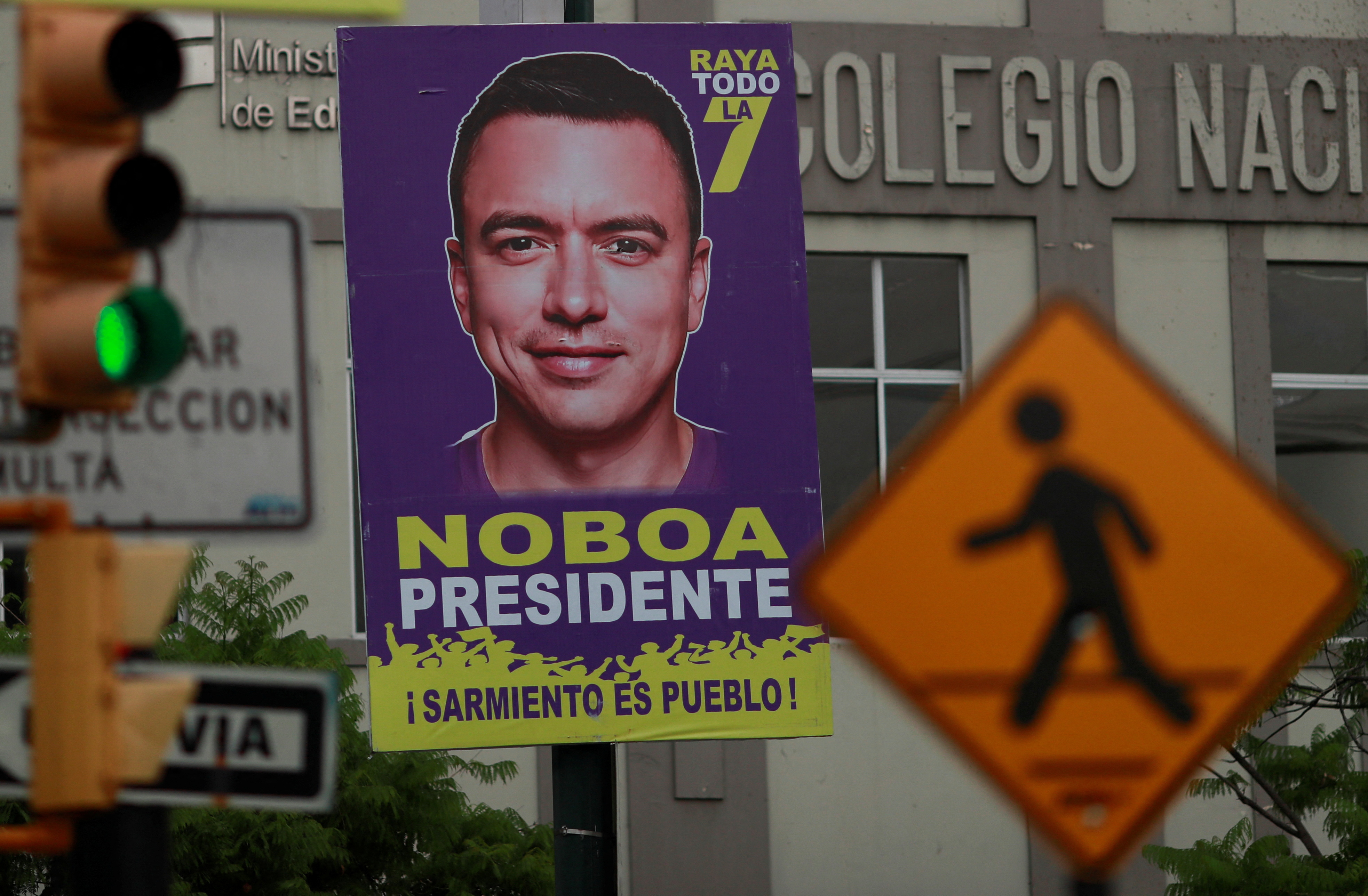 Ecuadorean President Noboa campaigns for re-election, in Guayaquil