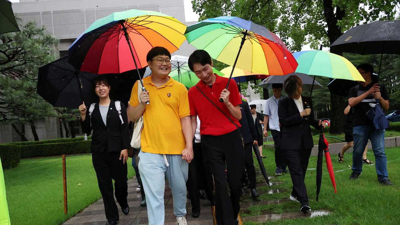 South Korea's top court upholds landmark ruling over same-sex spousal state benefits, in Seoul