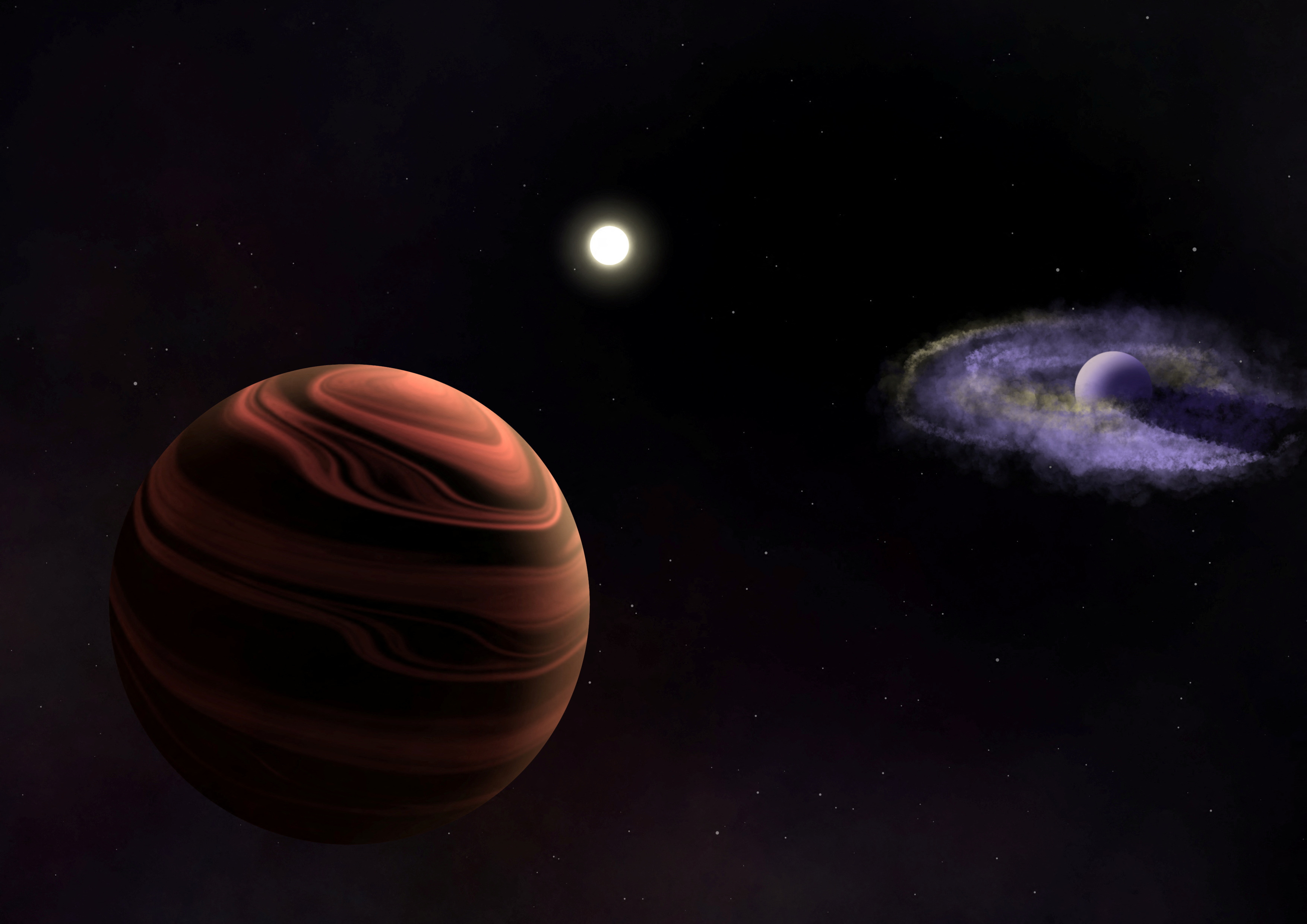 An artist's rendition of the sun-like star YSES-1 in the center, in this handout image obtained by Reuters