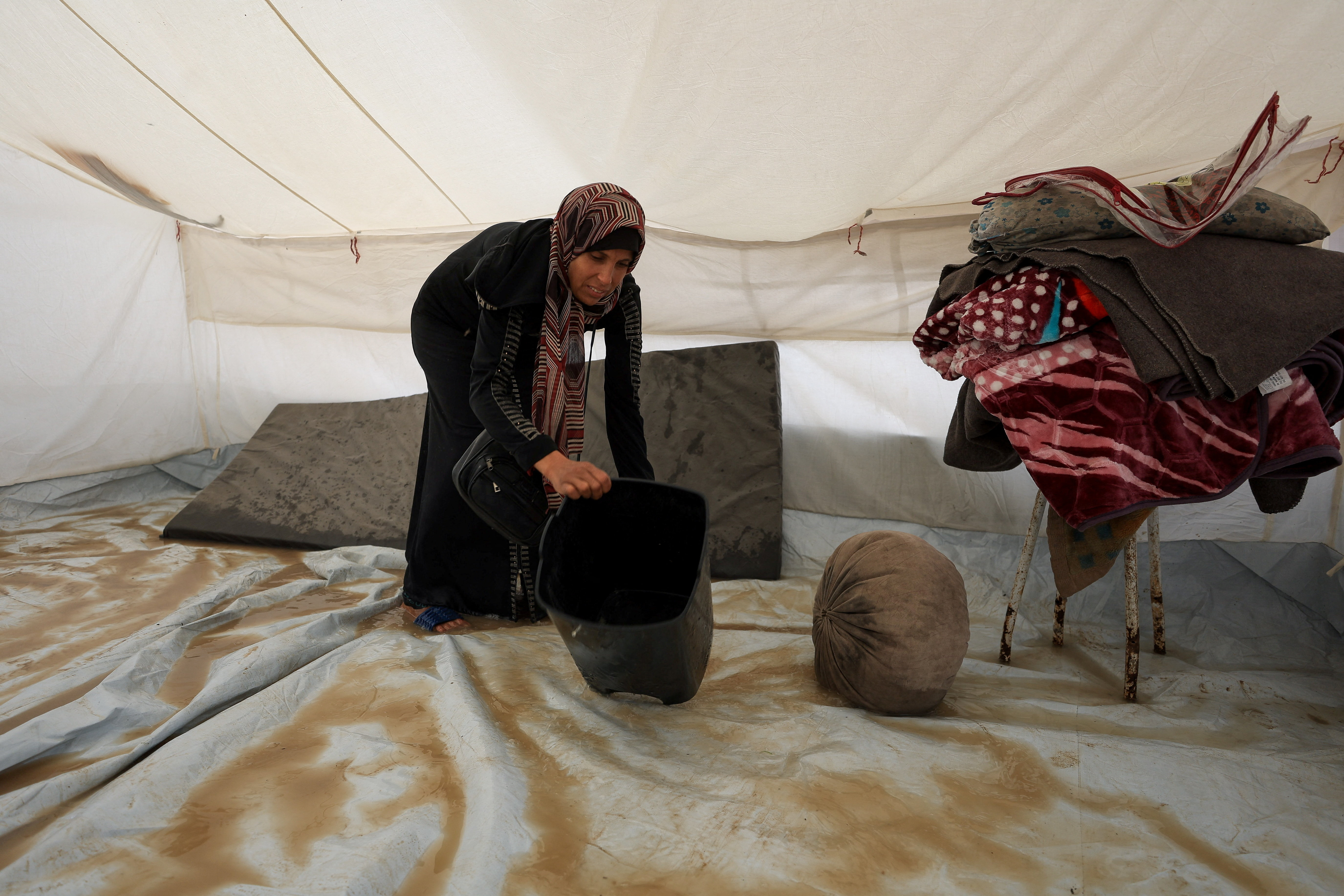 Storms flood displacement camps along Gaza’s coast, deepening humanitarian crisis