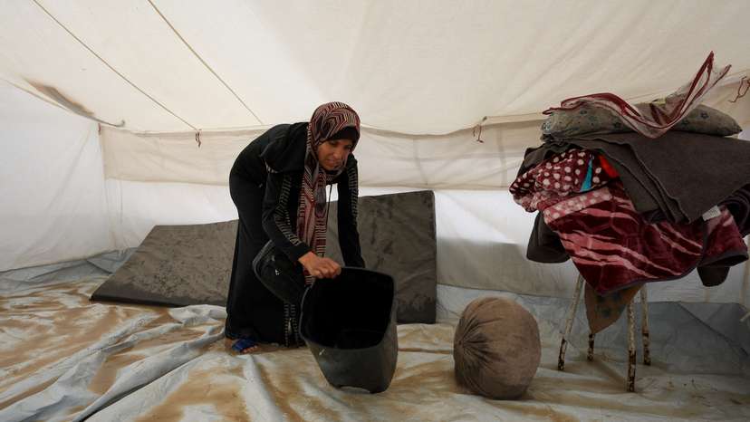 Storms flood displacement camps along Gaza’s coast, deepening humanitarian crisis