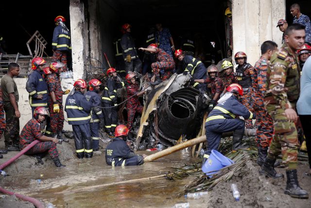 Air Force training aircraft crashed into Milestone College campus, in Dhaka