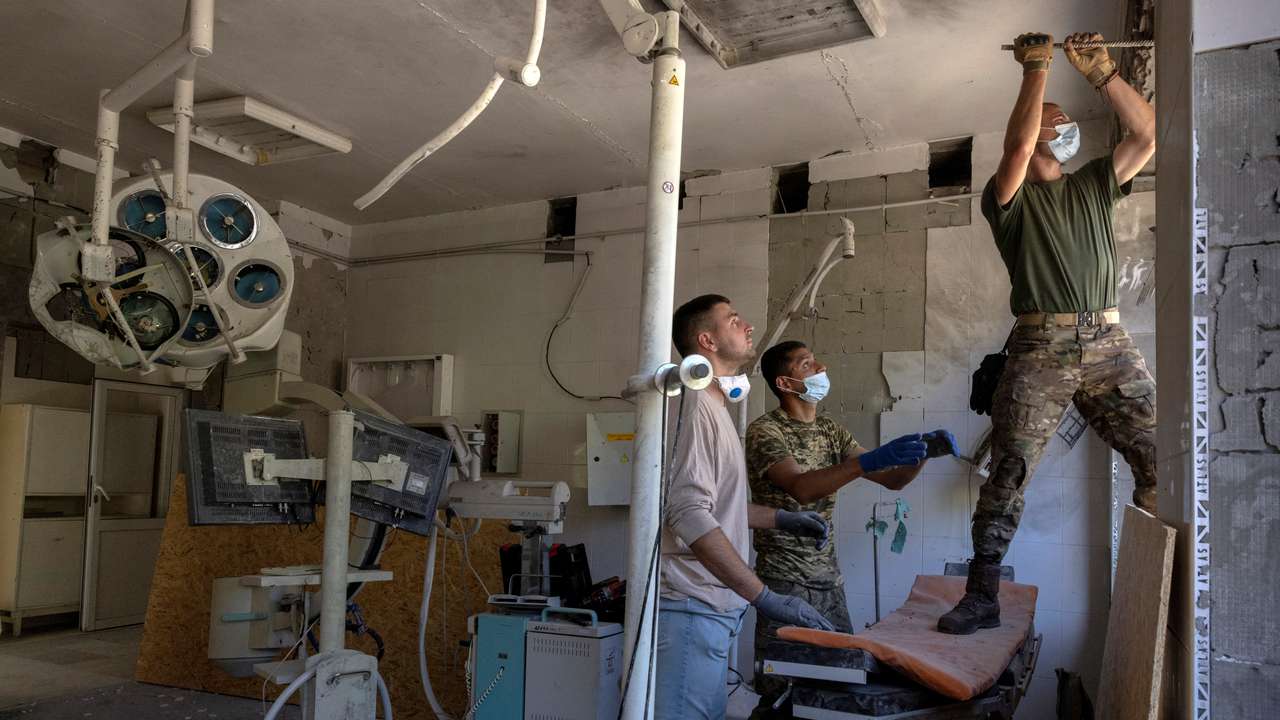 Aftermath of Russian missile strike on Okhmatdyt Children's Hospital in Kyiv