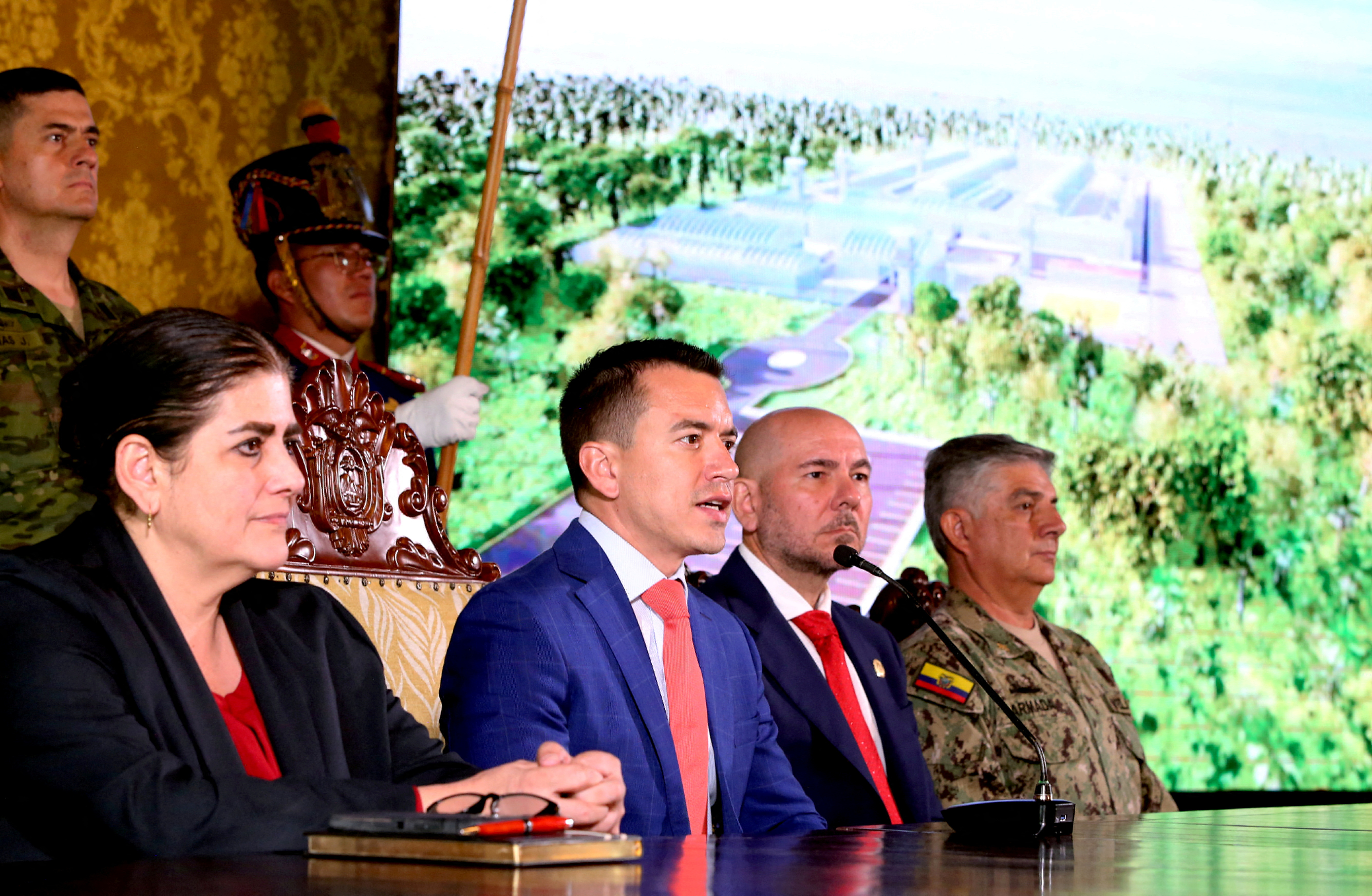 Ecuador's President Daniel Noboa details plans for new prisons, in Quito
