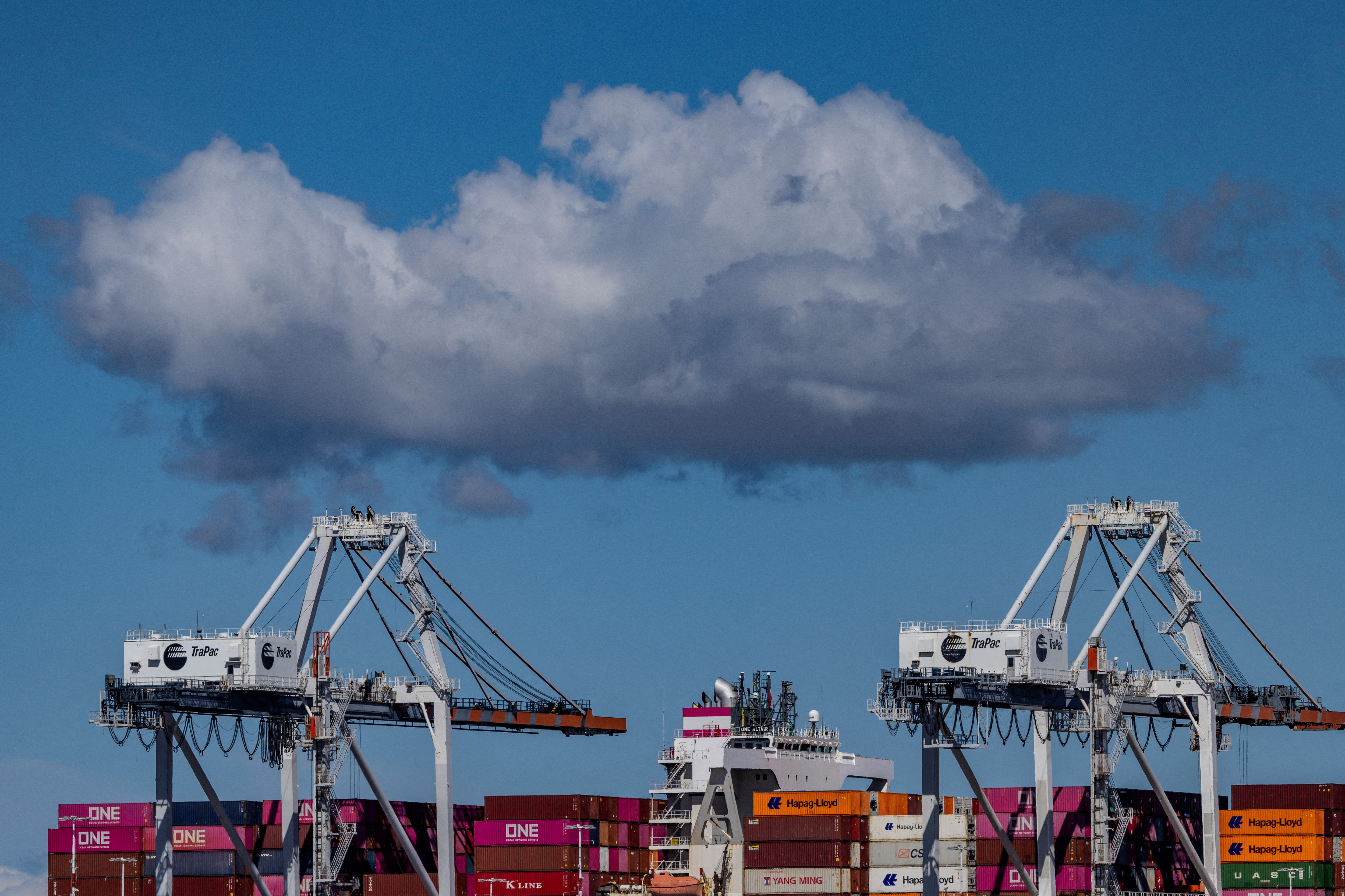 FILE PHOTO: Cargo ship at the port of Oakland, California