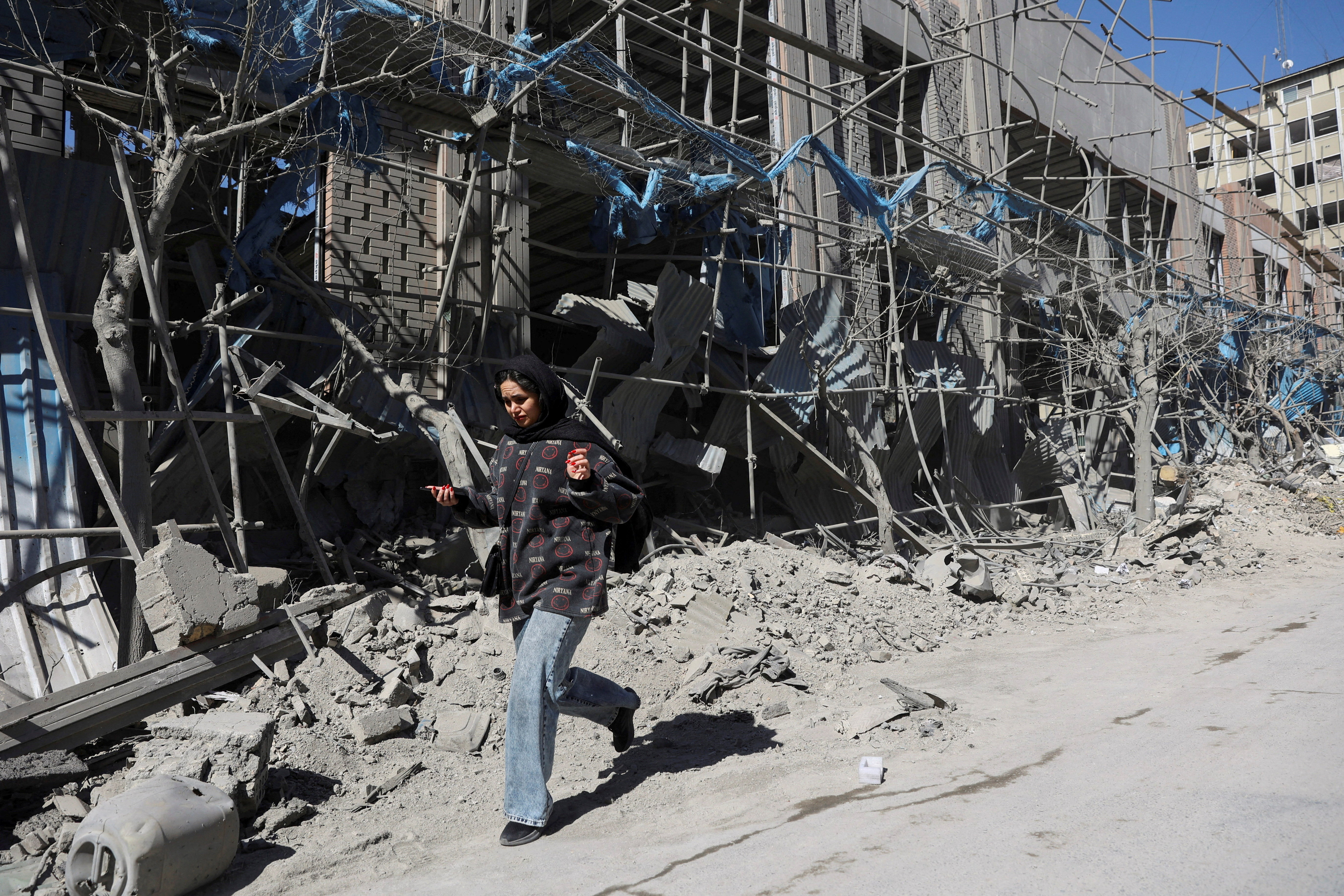 Aftermath of an Israeli and the U.S. strike on a police station in Tehran