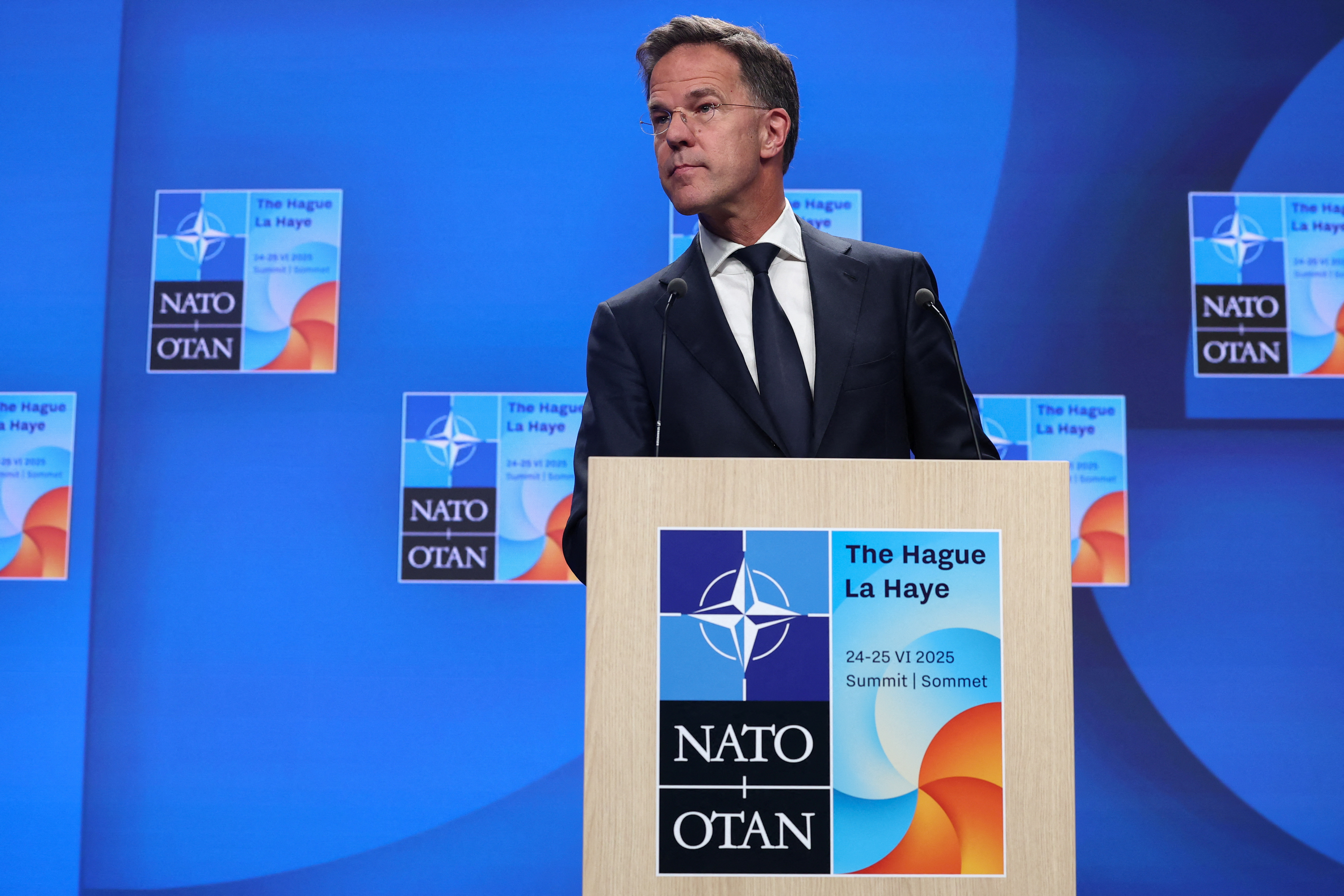 NATO Secretary General Mark Rutte holds a press conference ahead of a NATO summit, in The Hague