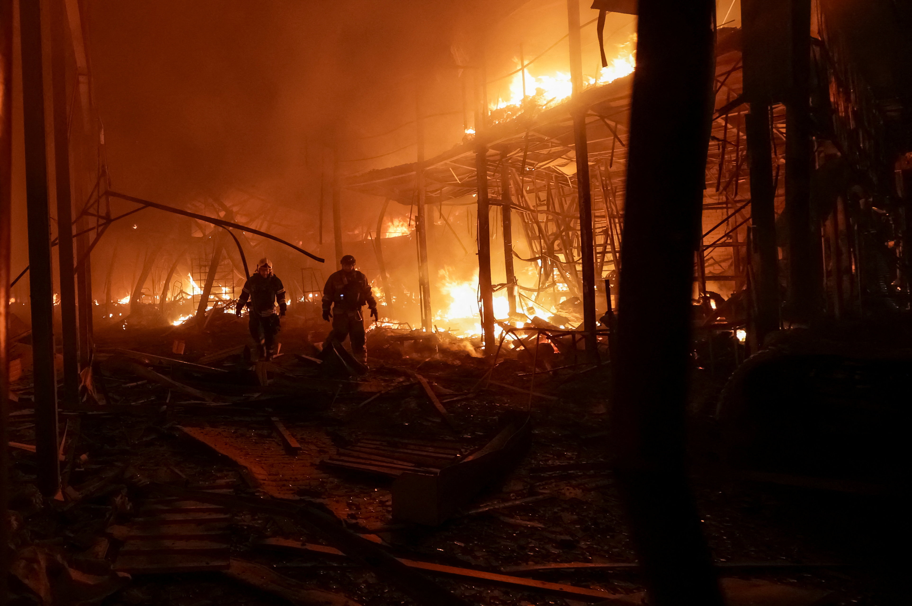 Aftermath of a Russian drone attack in Kharkiv