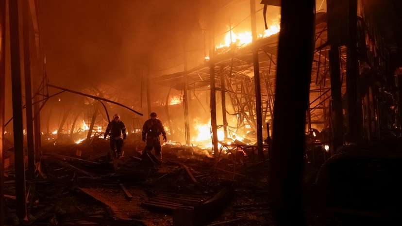Aftermath of a Russian drone attack in Kharkiv